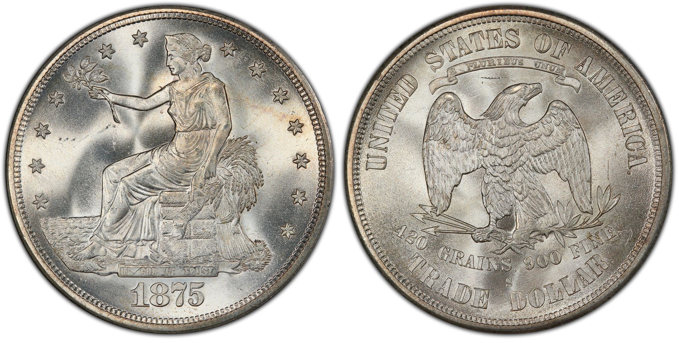 1875 S T 1 Regular Strike Trade Dollar PCGS CoinFacts