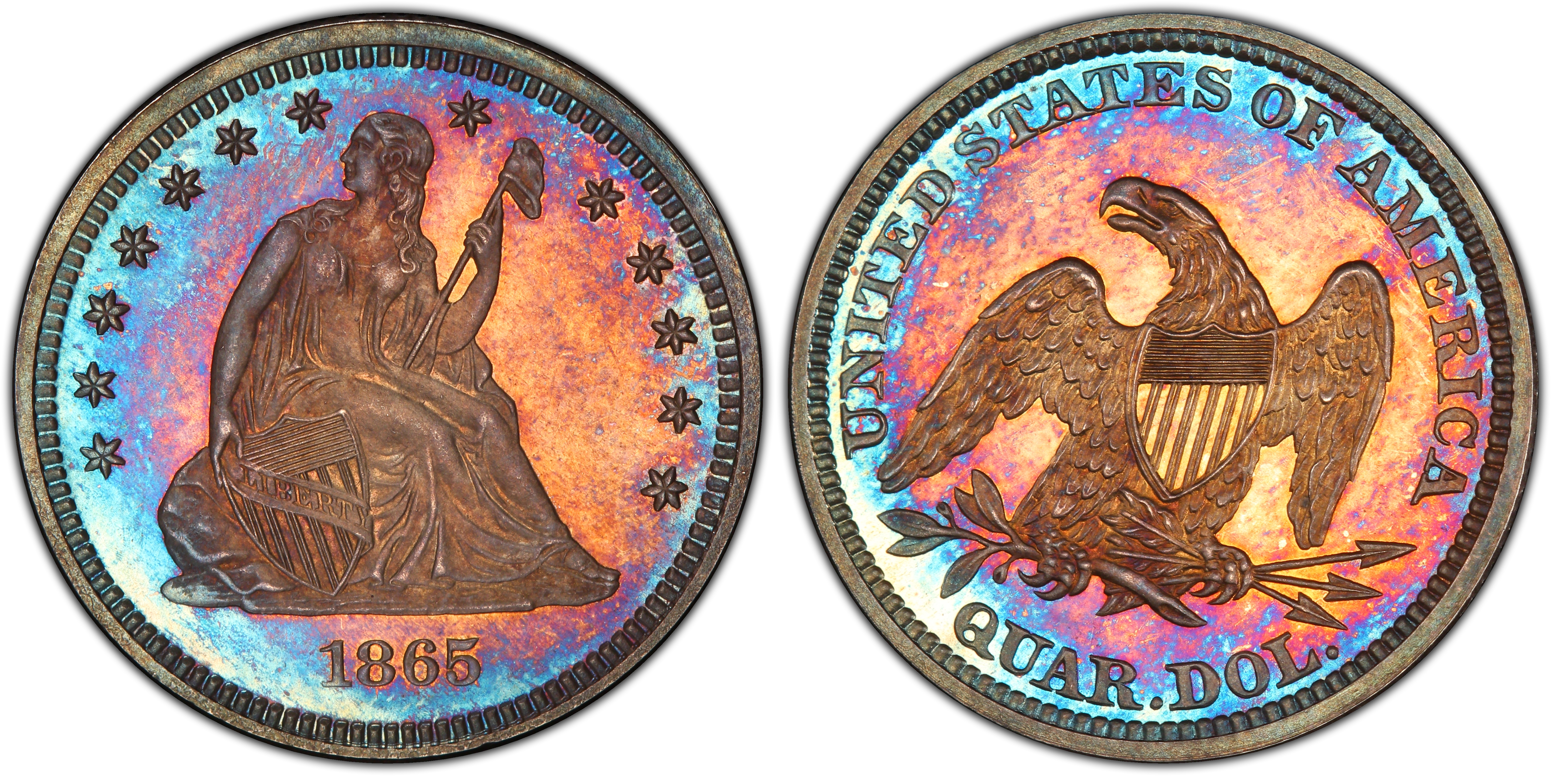 1865 25C Proof Liberty Seated Quarter PCGS CoinFacts