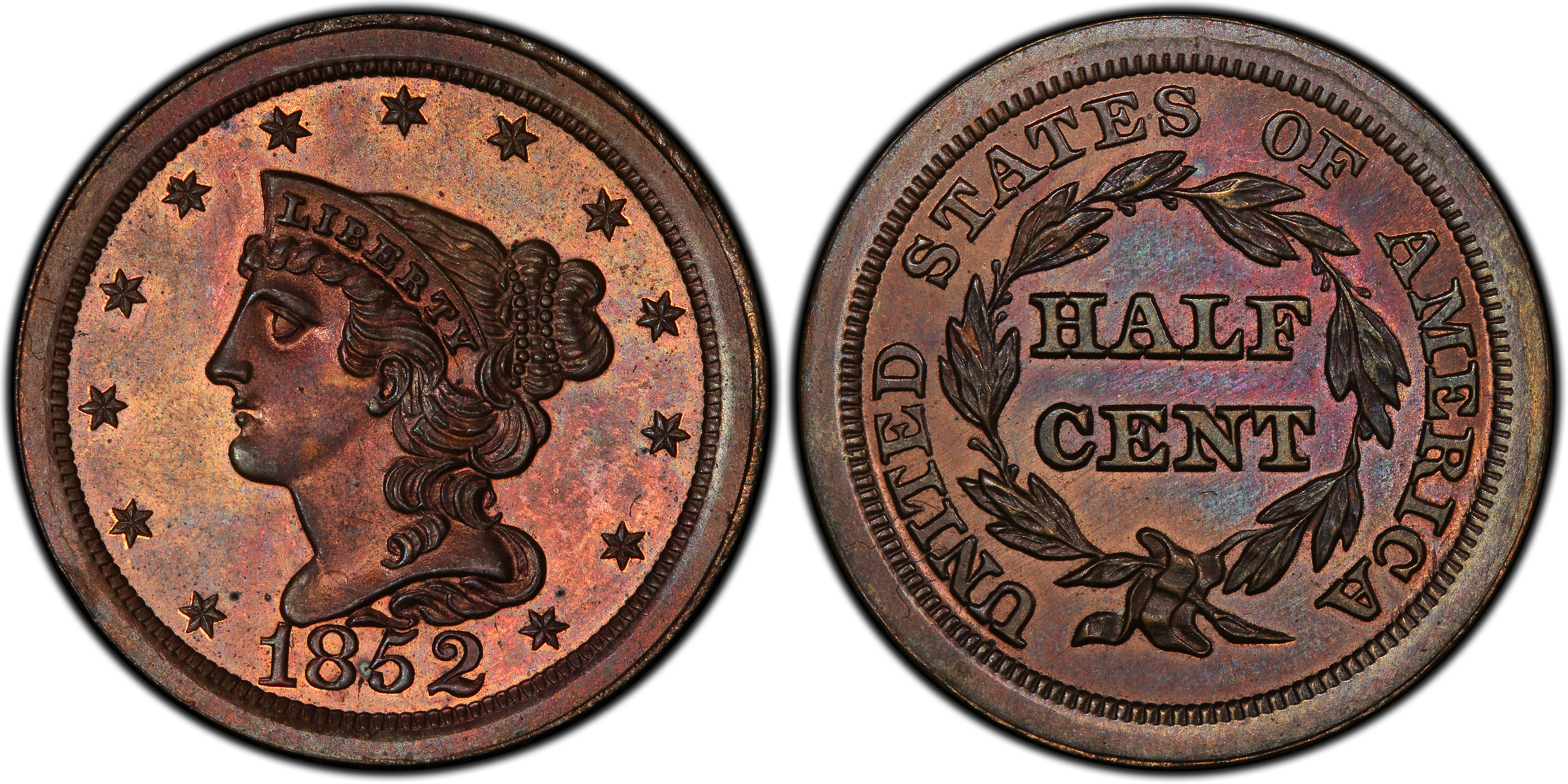 C Restrike Rb Proof Braided Hair Half Cent Pcgs Coinfacts