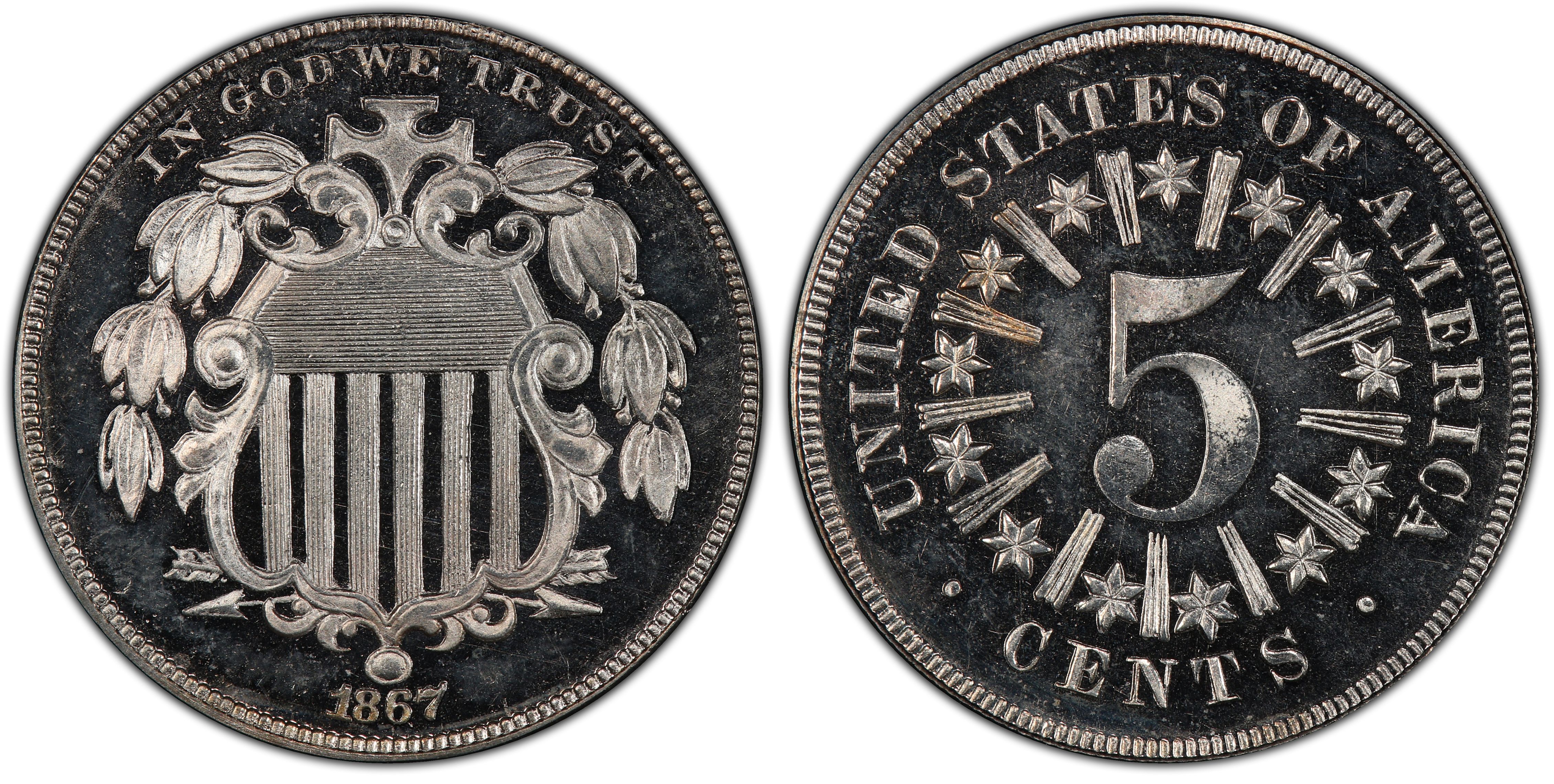 1867 5C Rays, CA (Proof) - PCGS CoinFacts