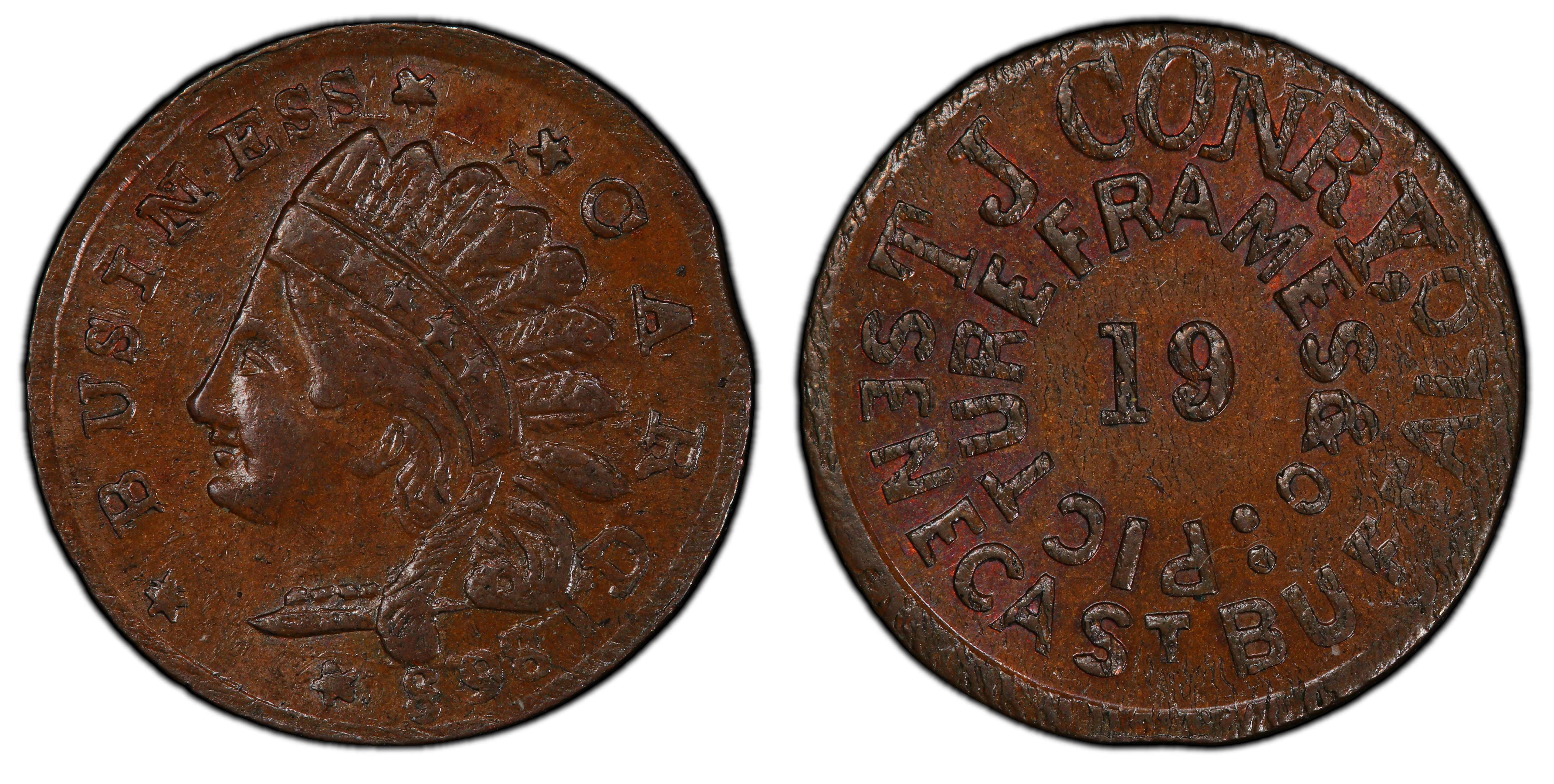 1863 Token F 105E 4a Copper PE TJ Conry NY BN Regular Strike Store