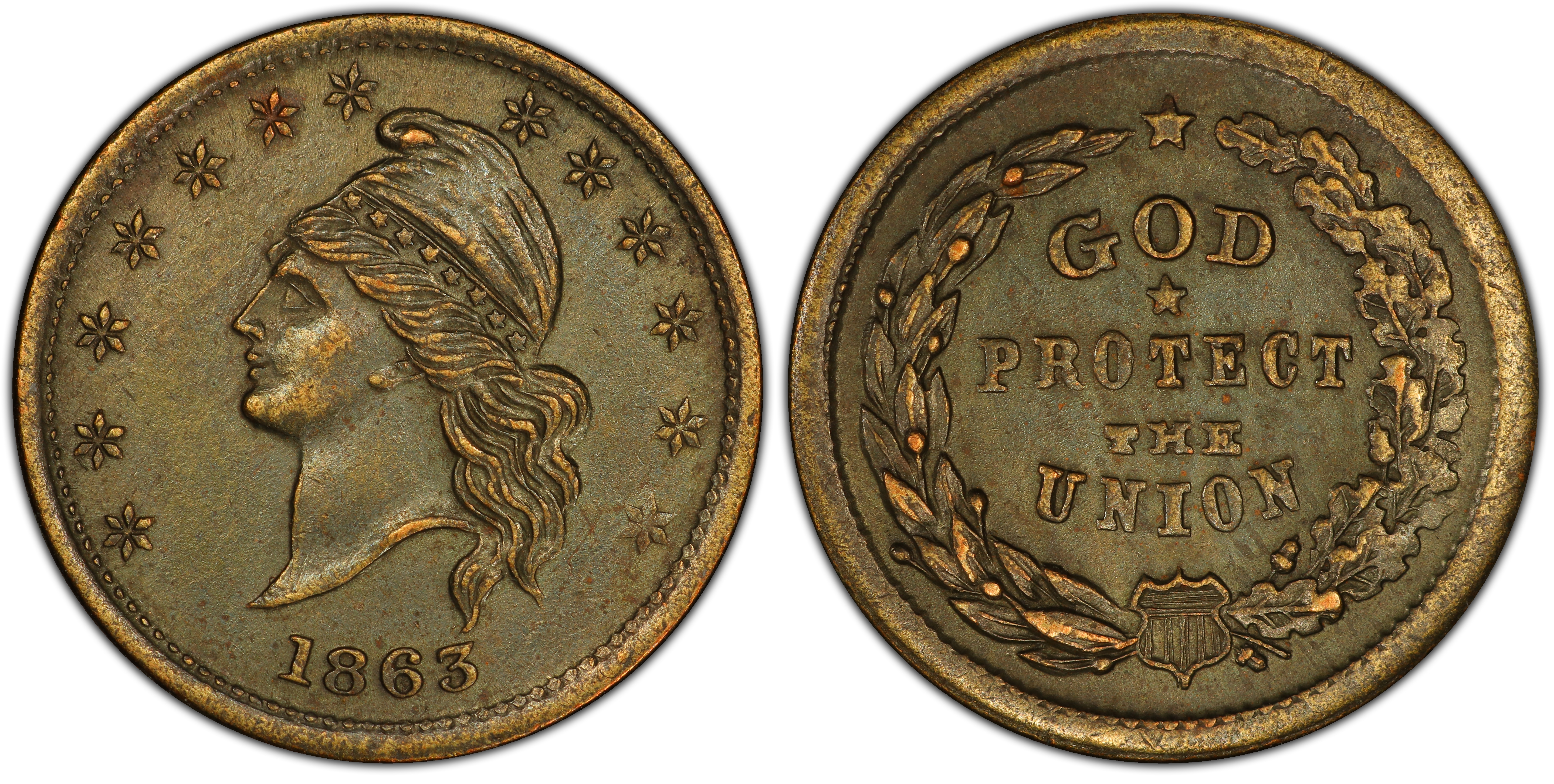 Token F B Brass God Protect The Union Patriotic Regular