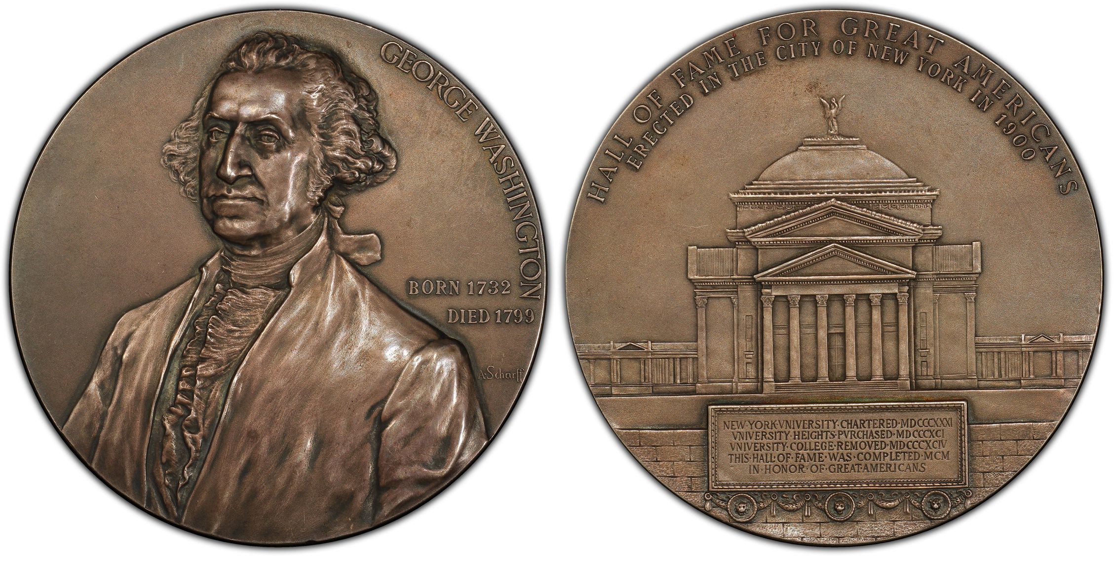 Medal Baker E Matte Ag Mm Washington Hall Of Fame Special