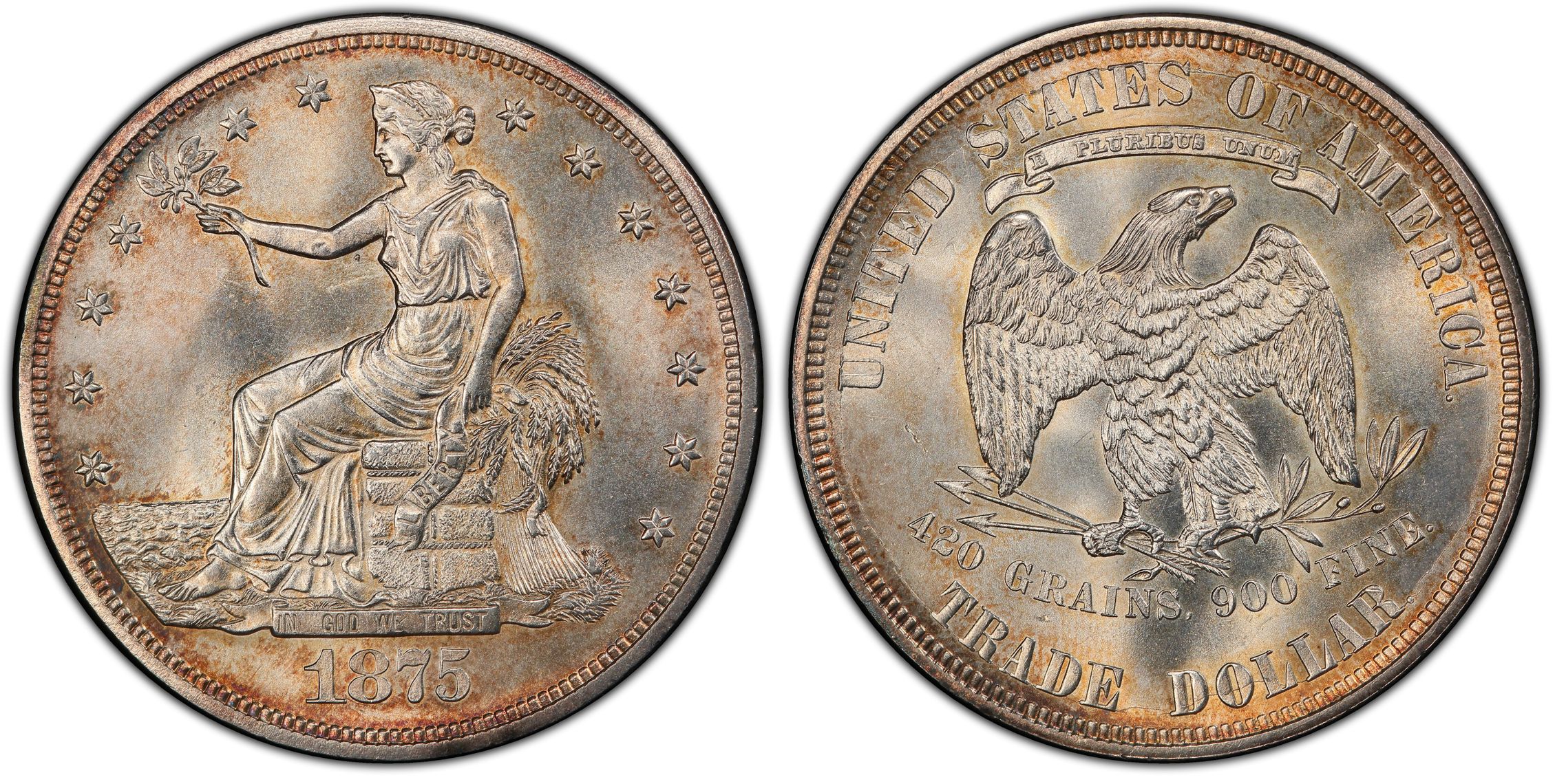 1875 T 1 Type I II Regular Strike Trade Dollar PCGS CoinFacts