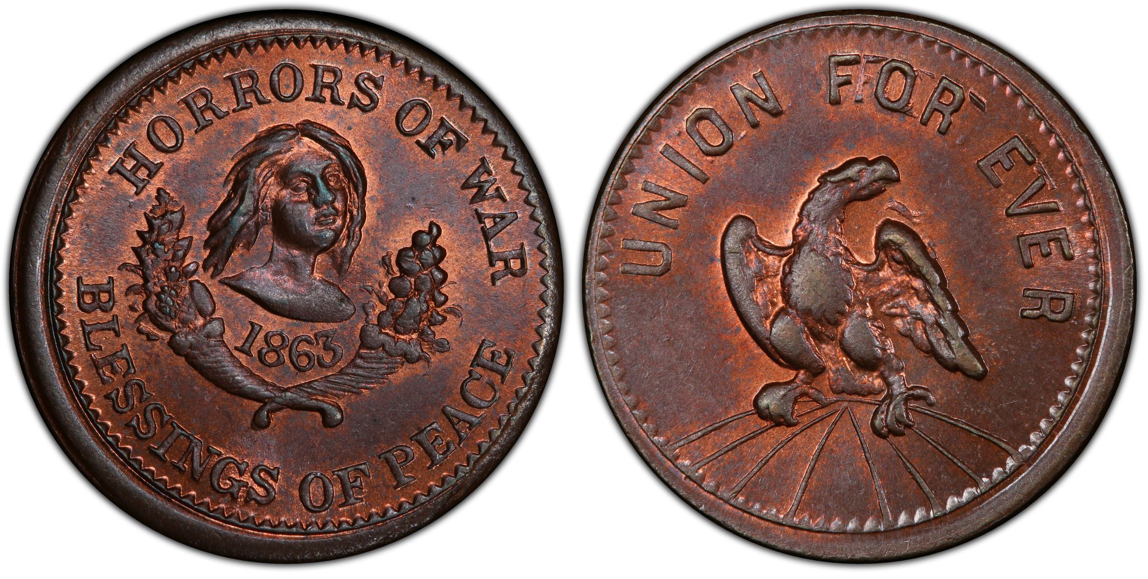 1863 Token F 256 433a Copper Horrors Of War Patriotic BN Regular