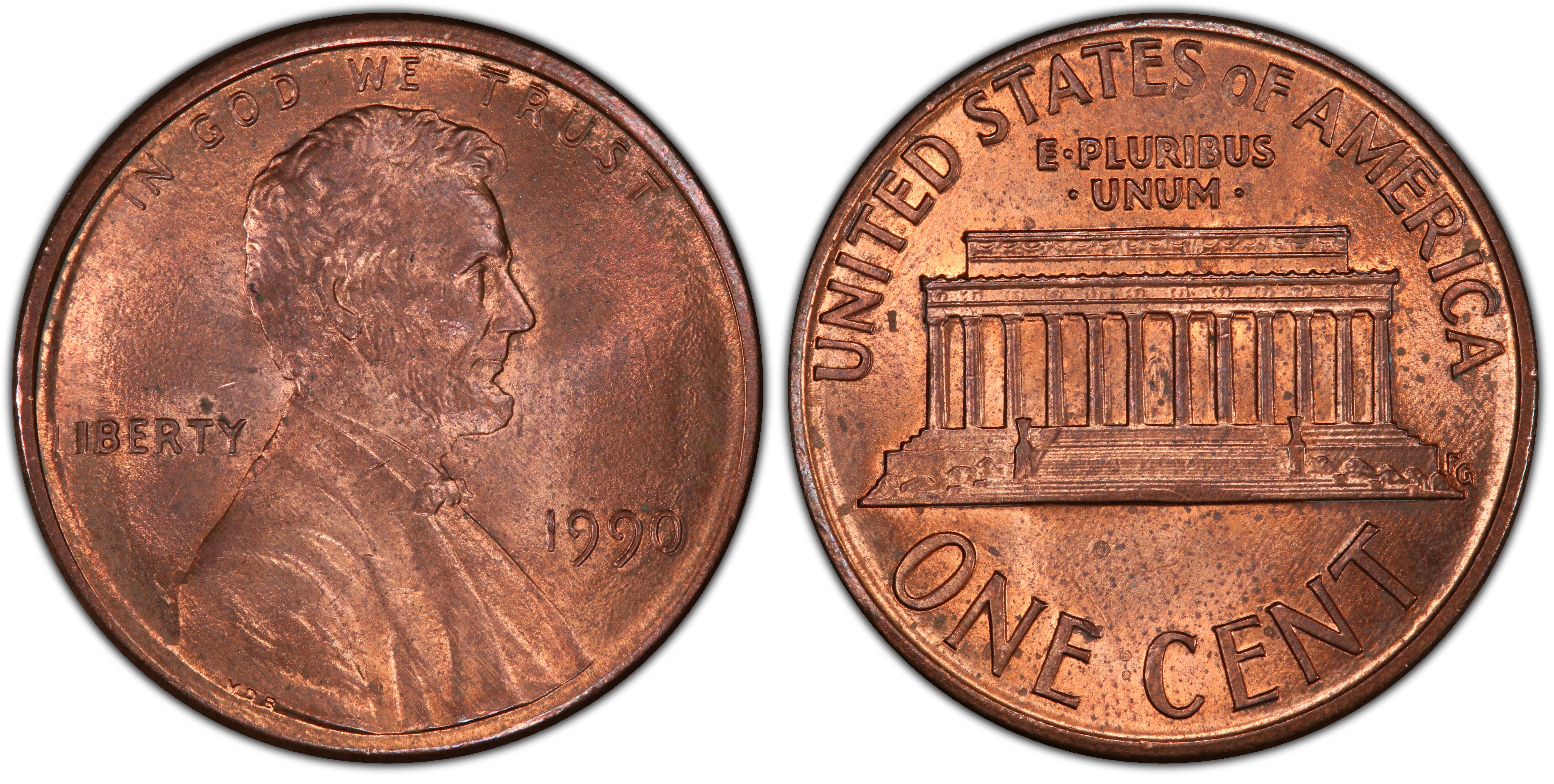 1990 1C RB Regular Strike Lincoln Cent Modern PCGS CoinFacts