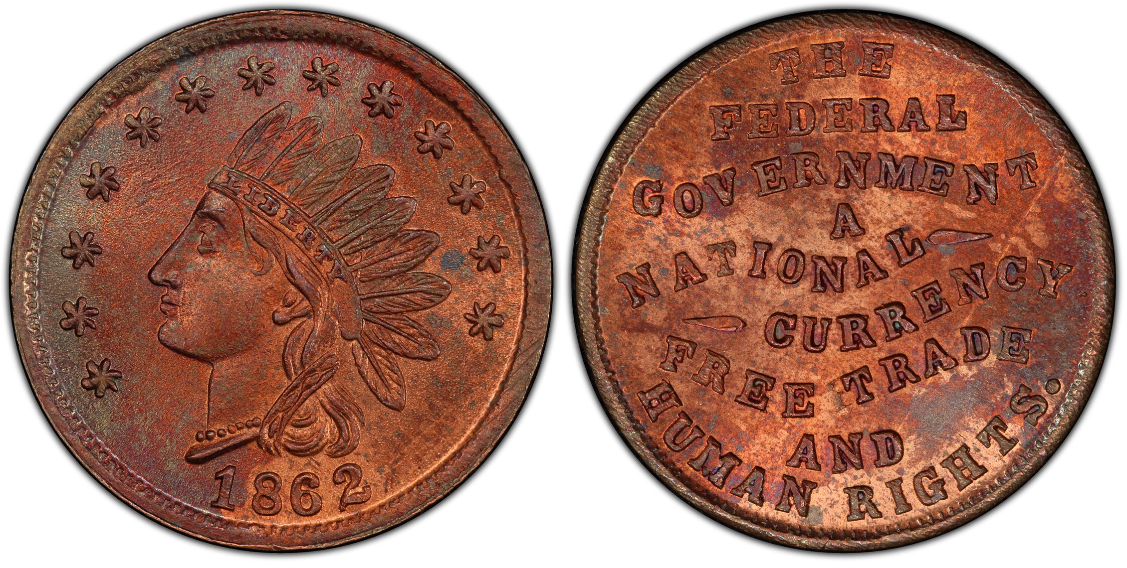 1862 Token F 57 467a Copper The Federal Government Patriotic BN