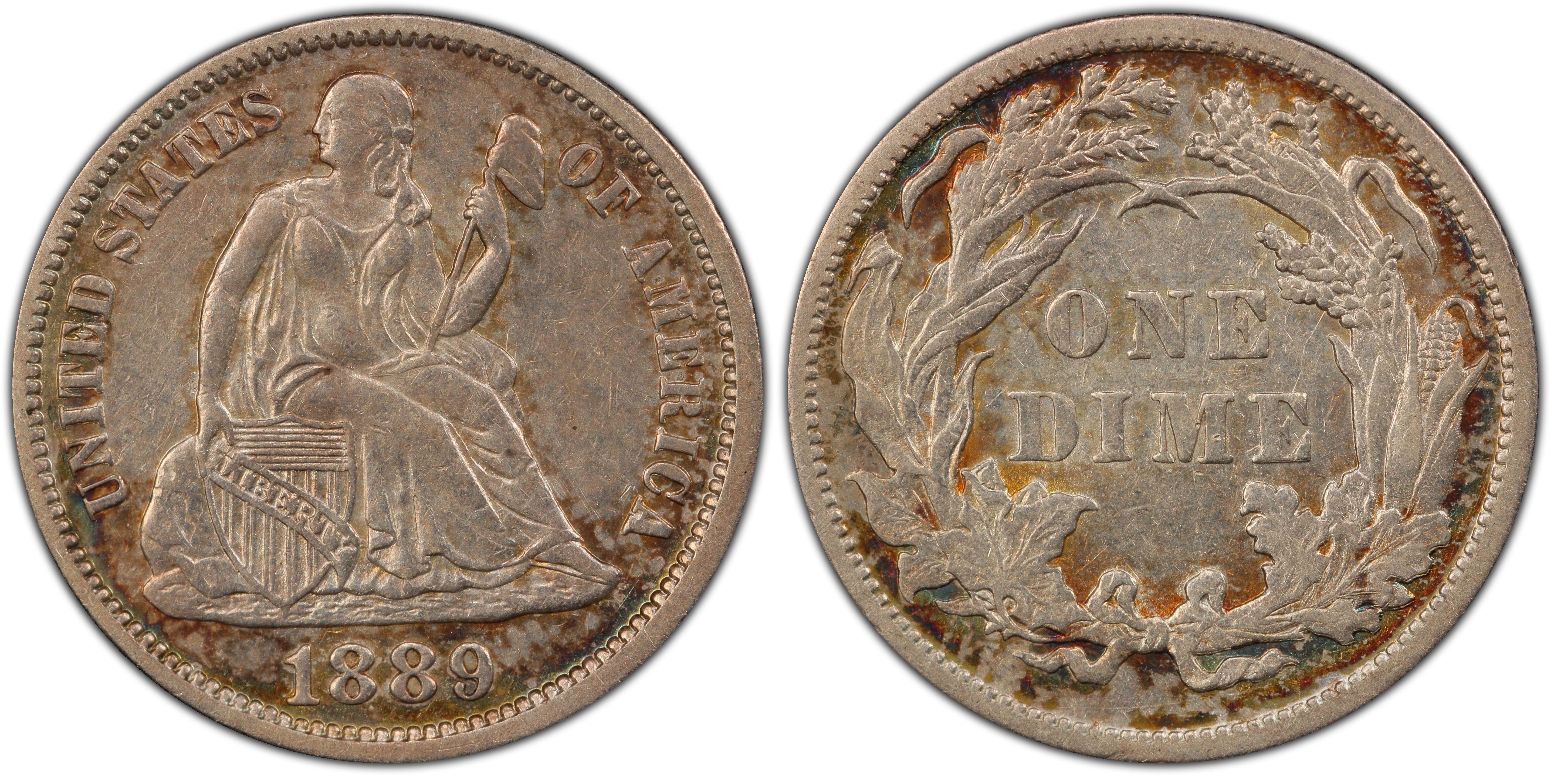 1889 10C F 103 Regular Strike Liberty Seated Dime PCGS CoinFacts