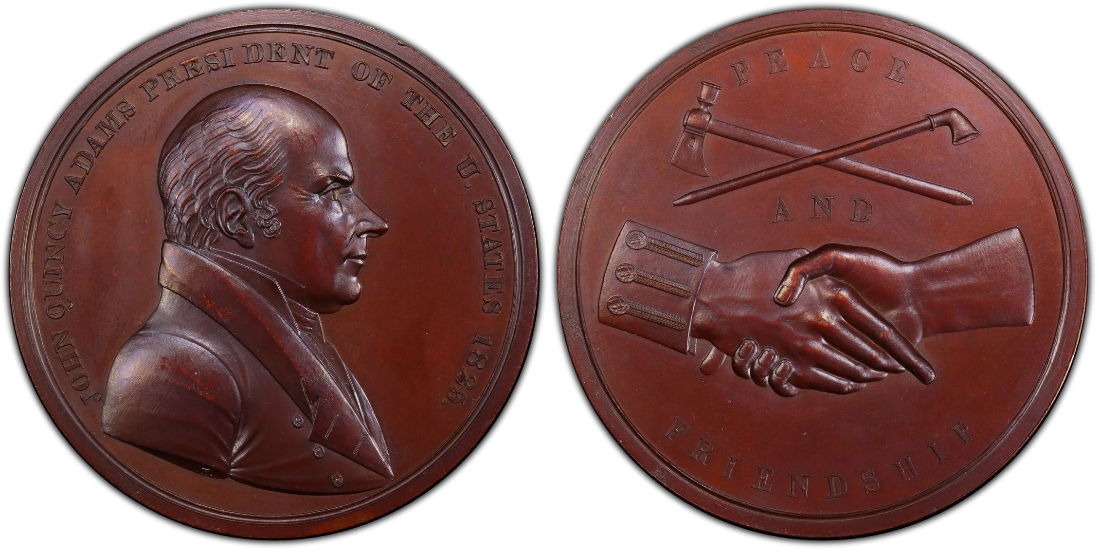 1825 Medal J IP 12 Bronzed Cu John Quincy Adams Special Strike U S