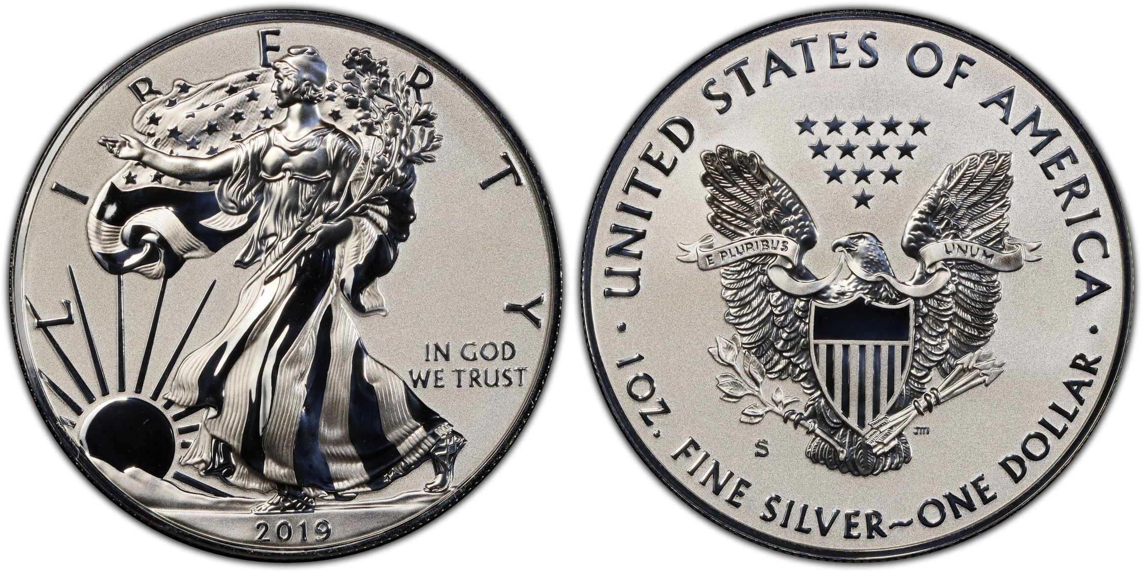 S Silver Eagle Enhanced Rev Pr Proof Silver Eagles Pcgs