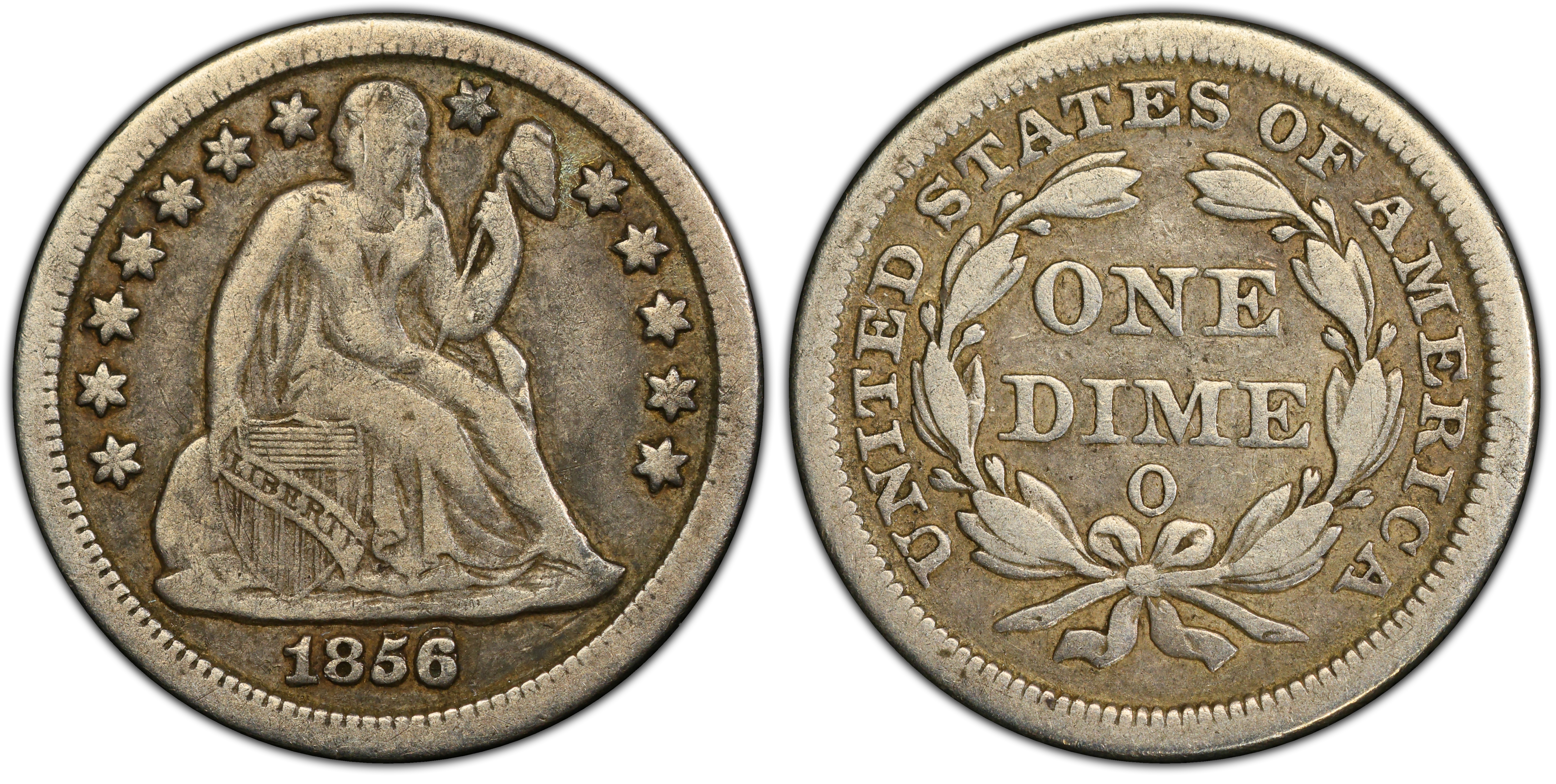 1856 O 10C RPD FS 2301 F 105 Regular Strike Liberty Seated Dime