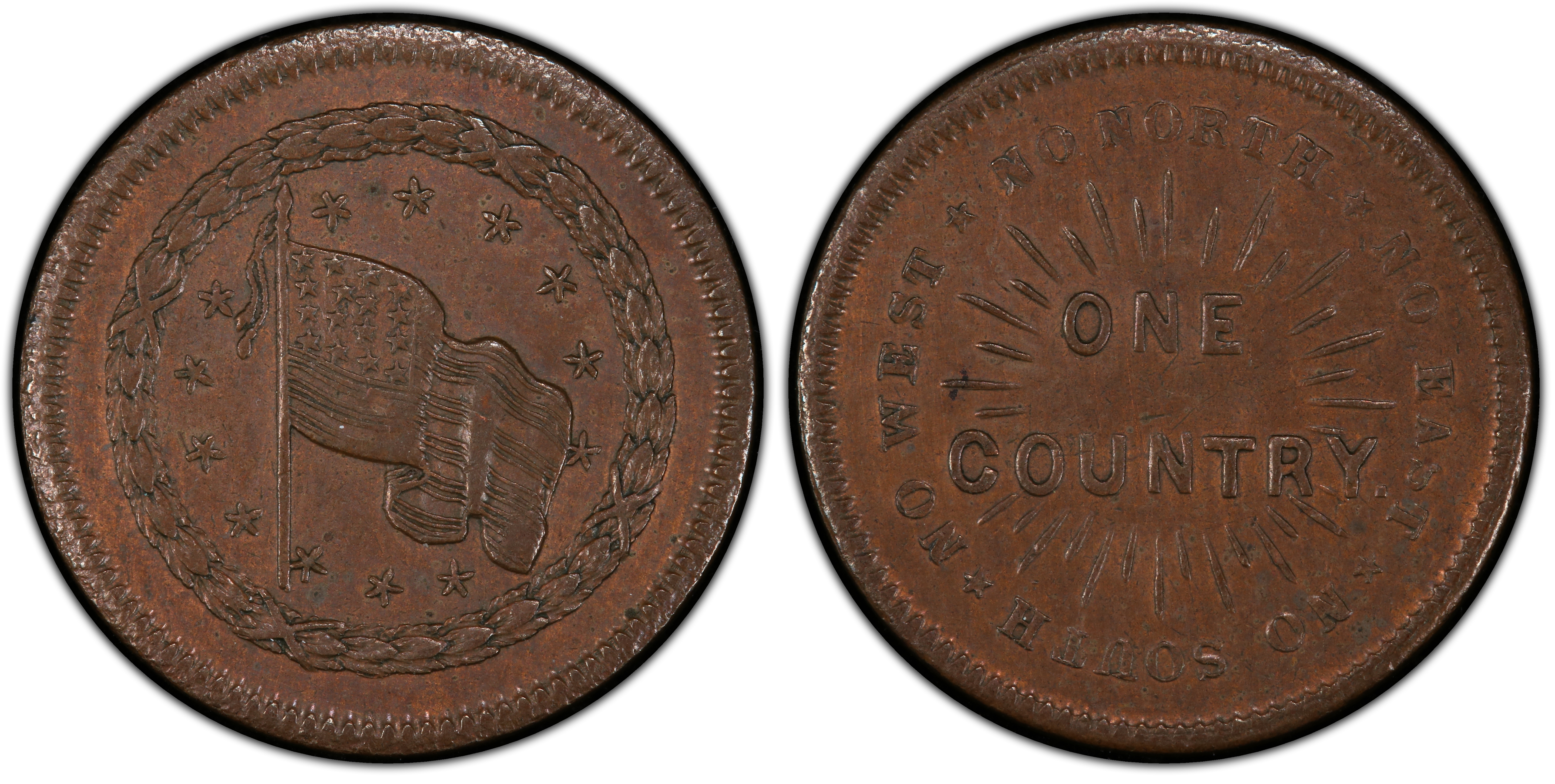 1861 65 Token F 216 293a Copper One Country Patriotic BN Regular