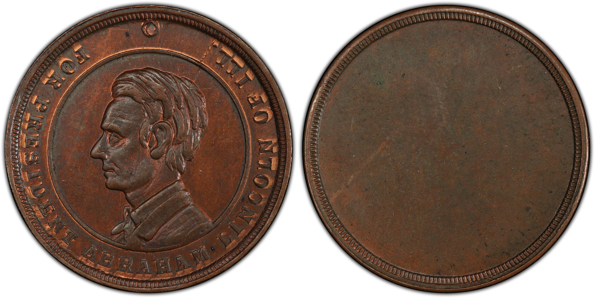 1861 65 Token F 507 519a Copper Abraham Lincoln Blank Patriotic BN