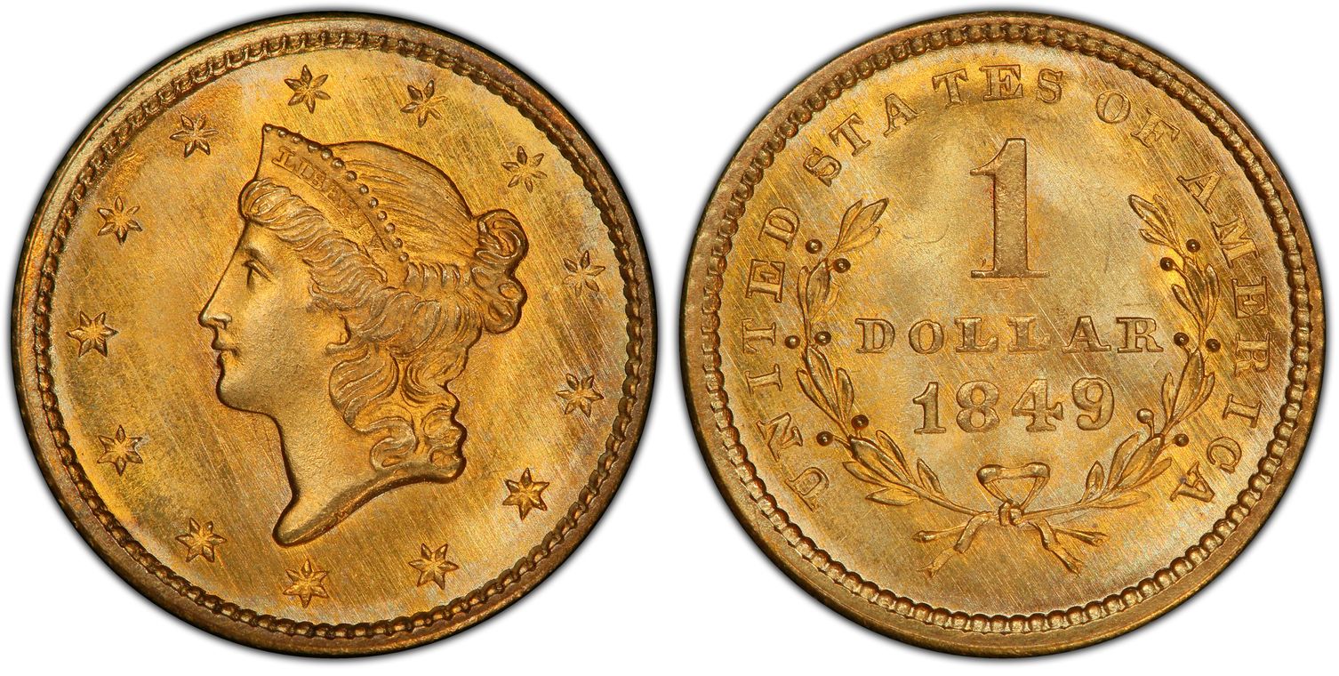 1849 G$1 Open Wreath (Regular Strike) Gold Dollar - PCGS CoinFacts