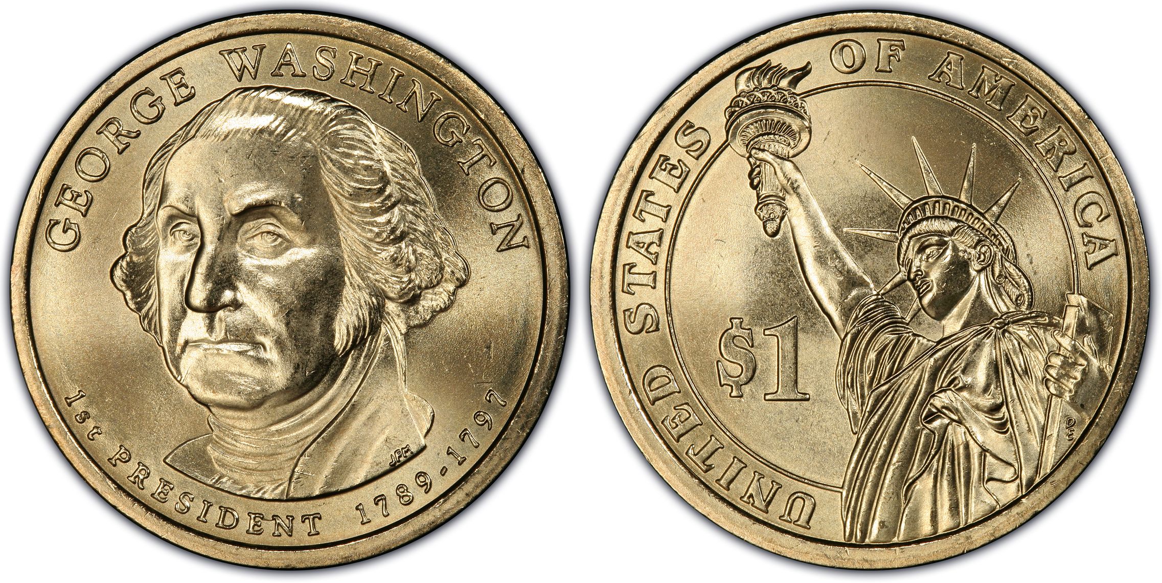 2007-p $1 George Washington Position B (regular Strike) Presidential 