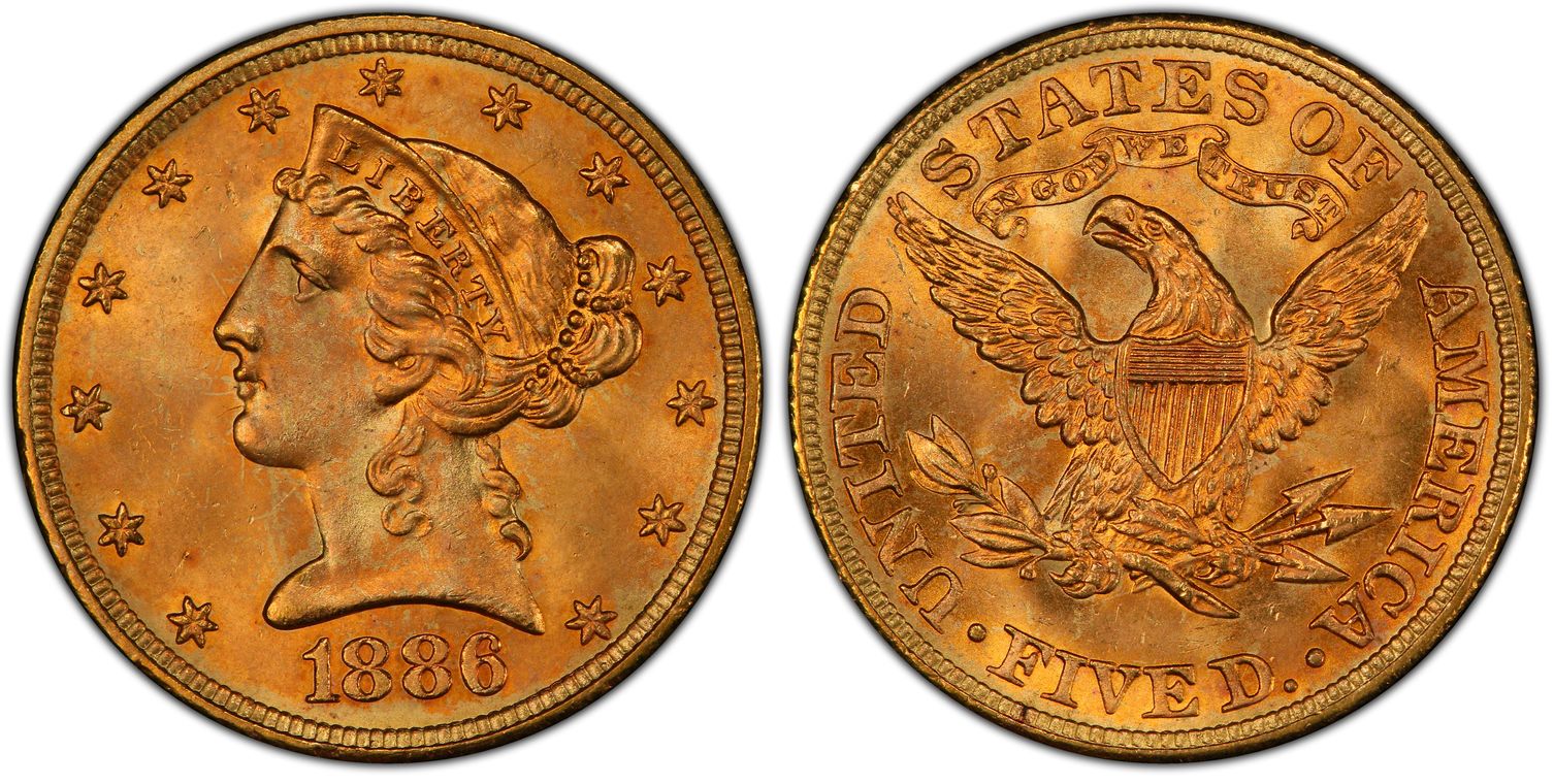1886 $5 (Regular Strike) Liberty Head $5 - PCGS CoinFacts