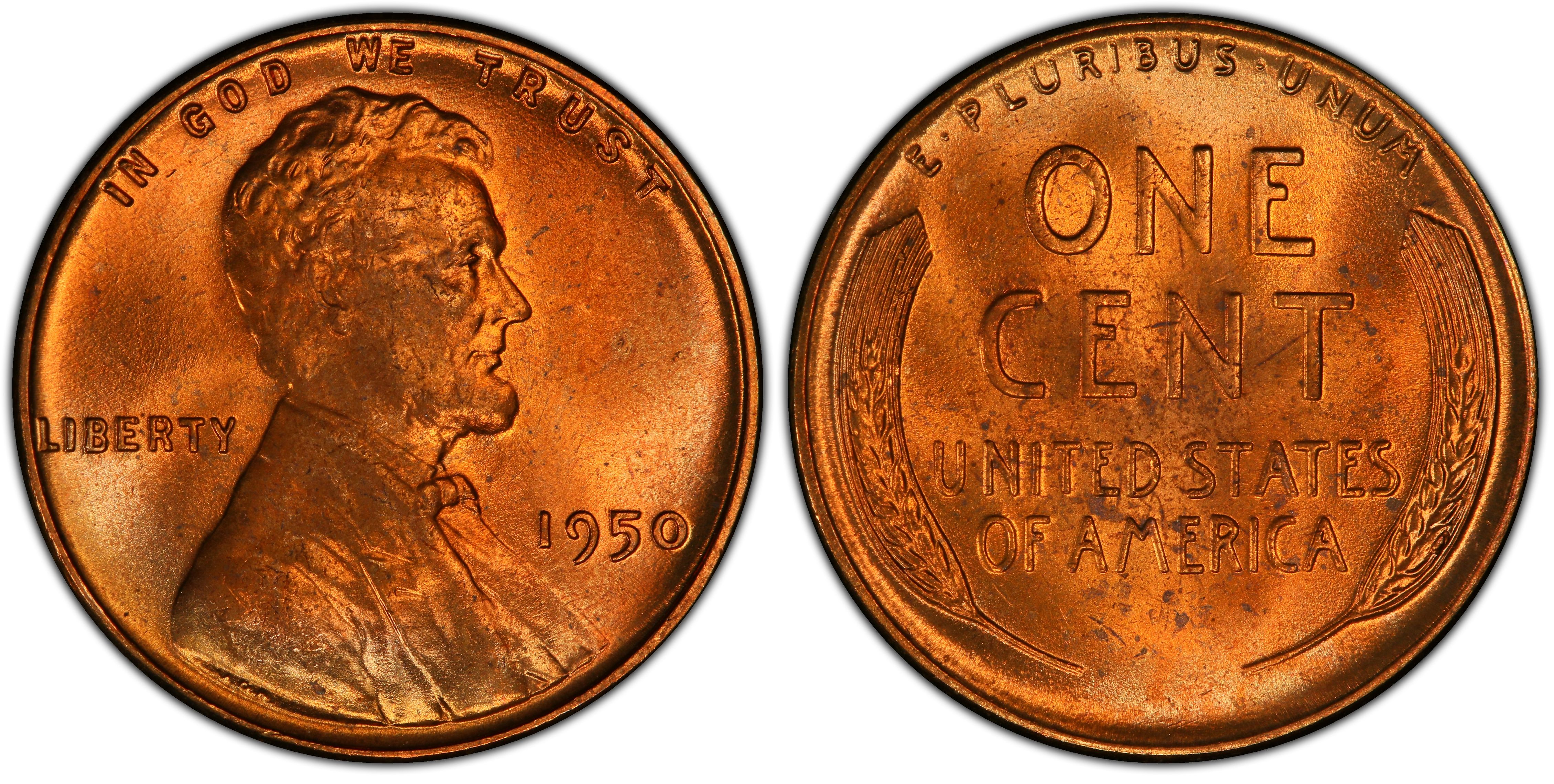 Images of Lincoln Cent (Wheat Reverse) 1950 1C, RD - PCGS CoinFacts