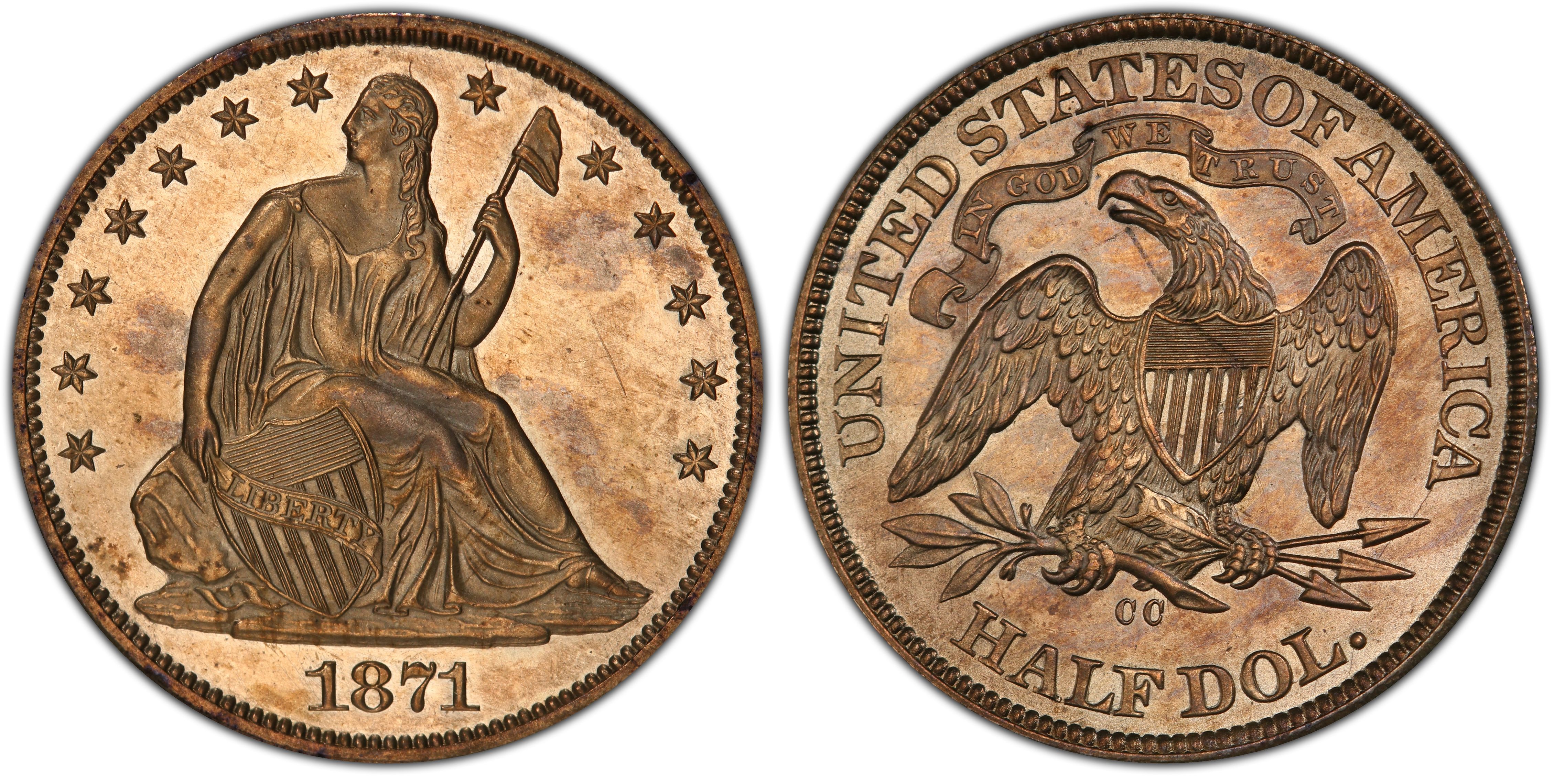 1871-CC 50C (Regular Strike) Liberty Seated Half Dollar - PCGS