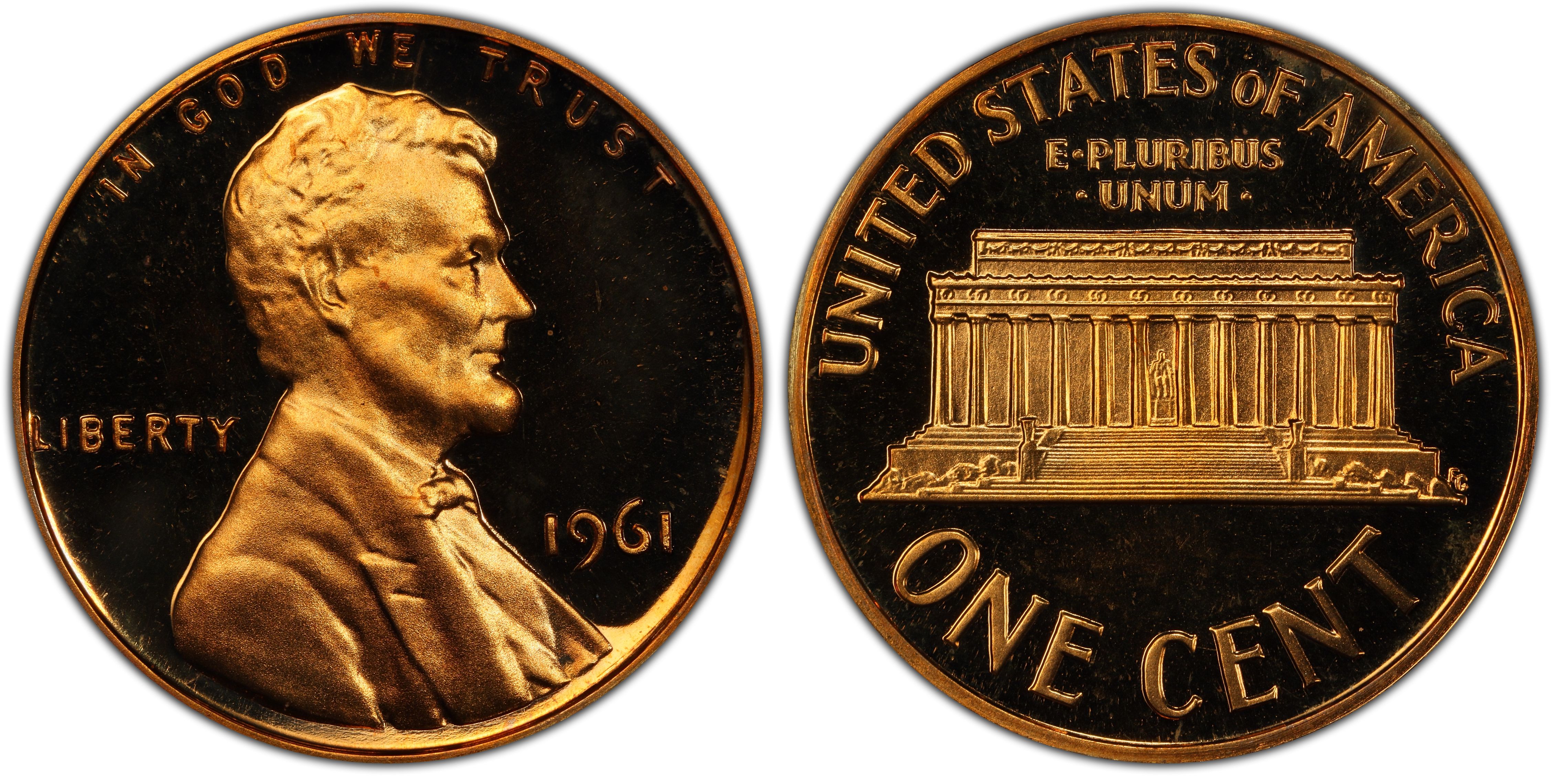 1961 1c Lincoln Memorial Cent Penny US Coin Choice Proof 