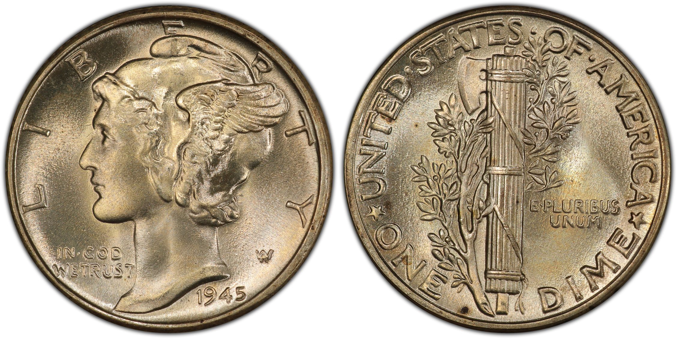 1945 10C, FB (Regular Strike) Mercury Dime - PCGS CoinFacts