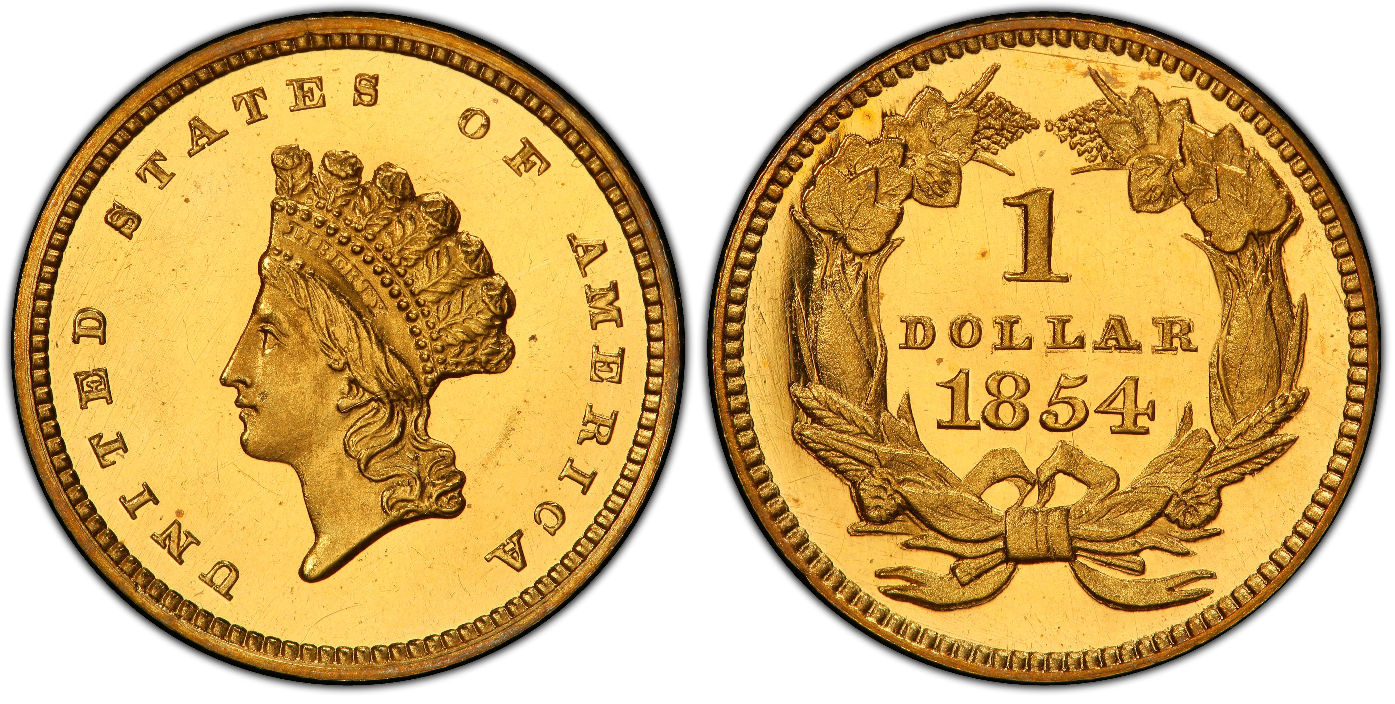 1854 G$1 Type 2, DCAM (Proof) Gold Dollar - PCGS CoinFacts