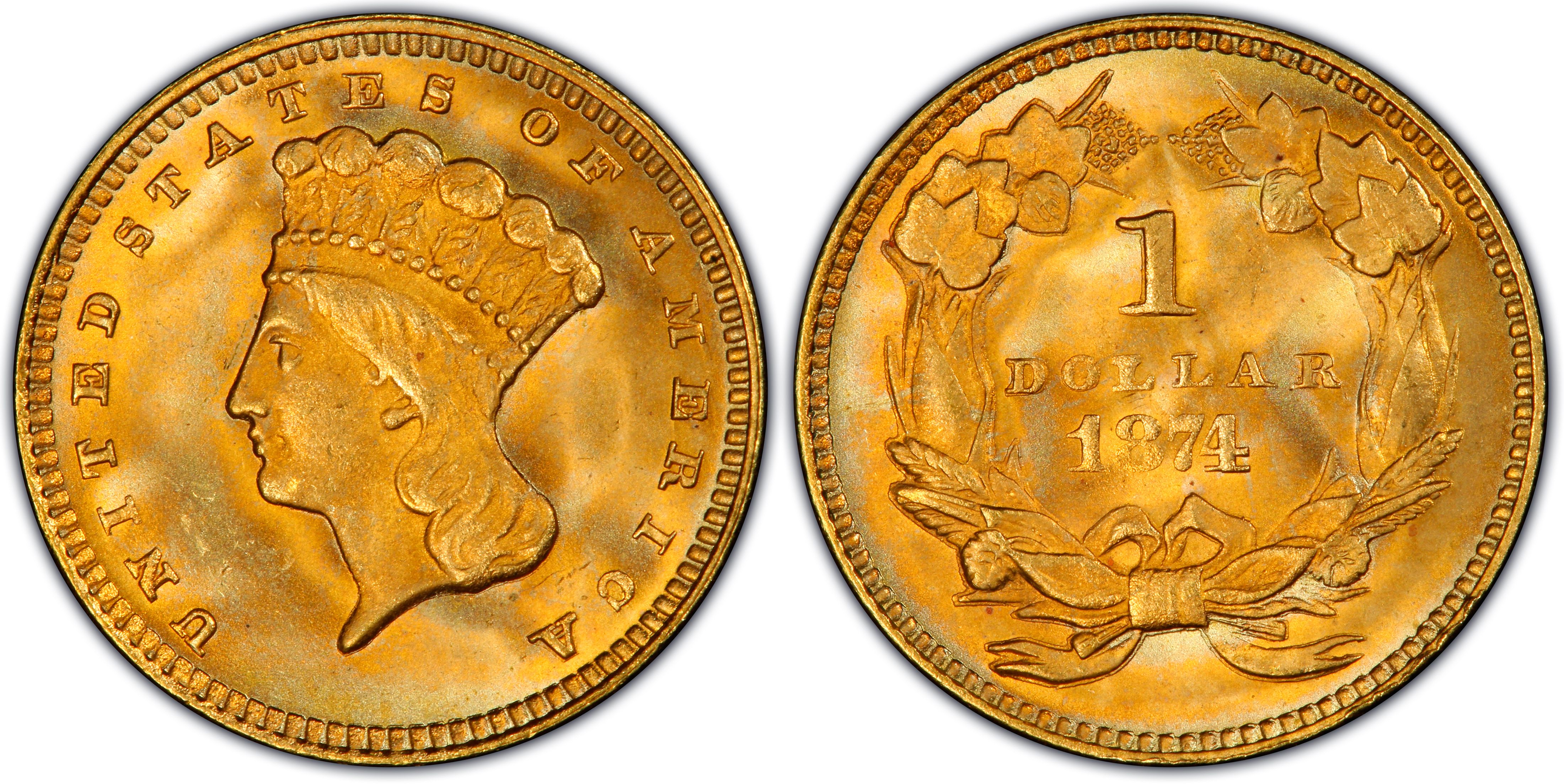 1874 G$1 (Regular Strike) Gold Dollar - PCGS CoinFacts