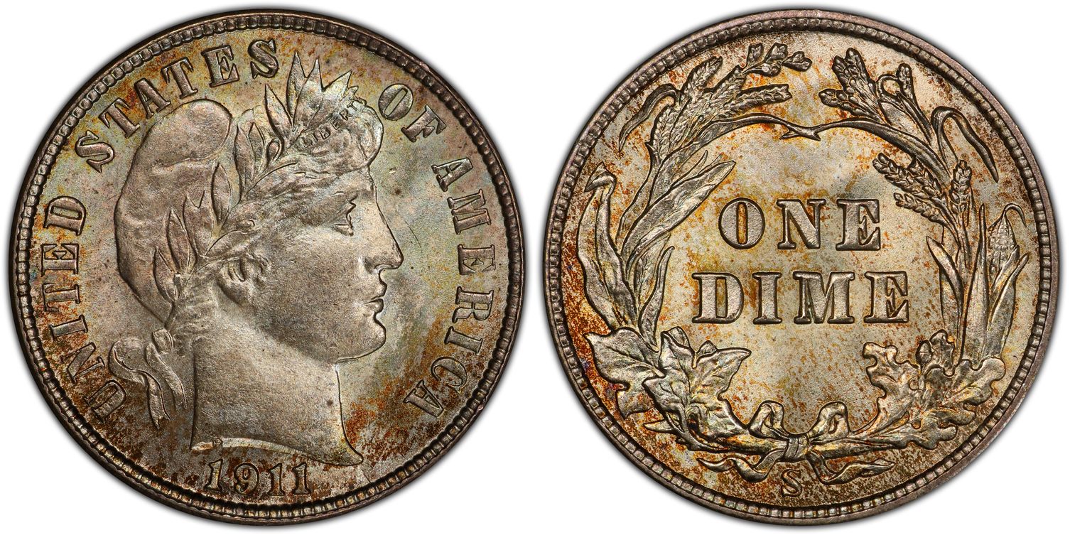 1911-S 10C (Regular Strike) Barber Dime - PCGS CoinFacts