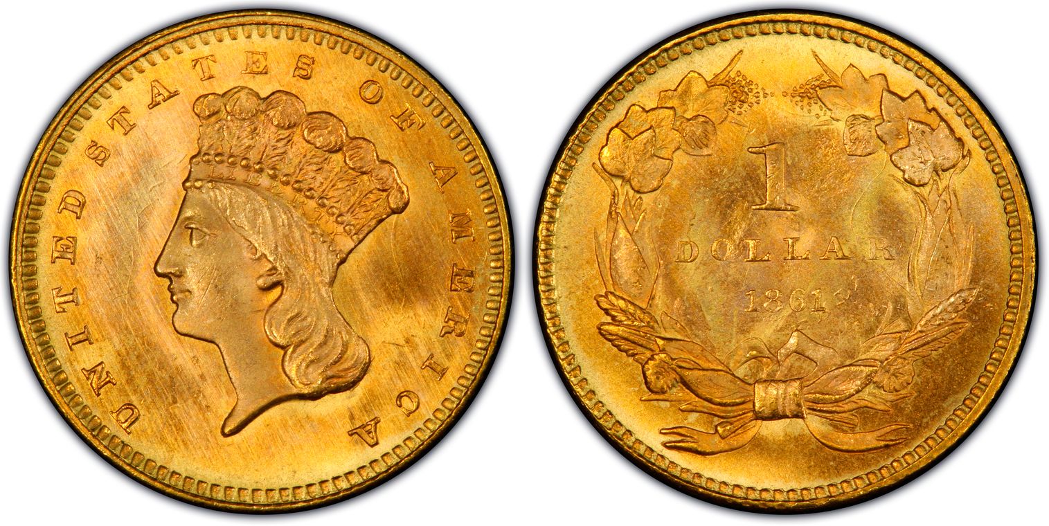 1861 G$1 (Regular Strike) Gold Dollar - PCGS CoinFacts