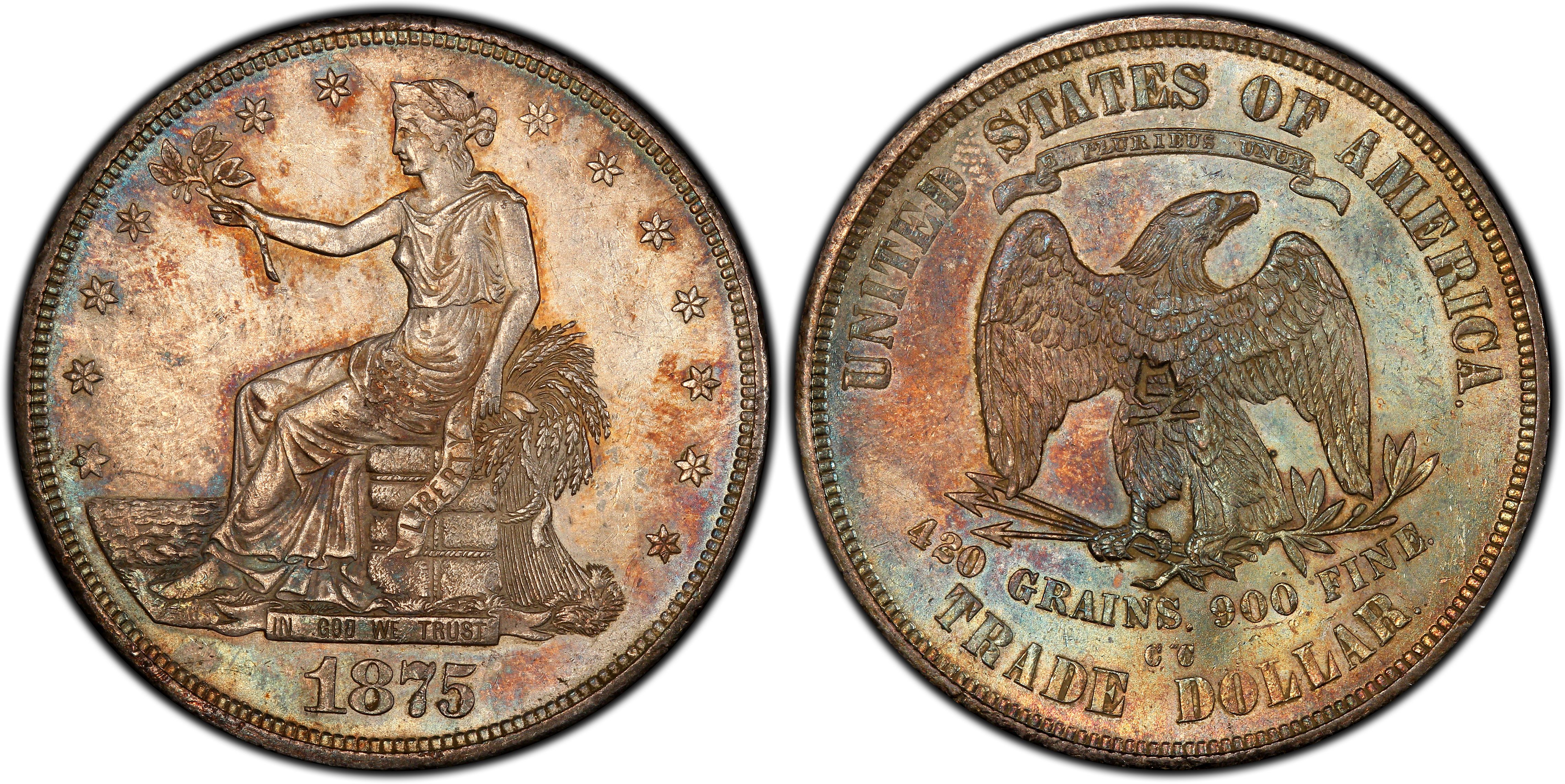 1875-CC Trade Dollar AU-53 PCGS 