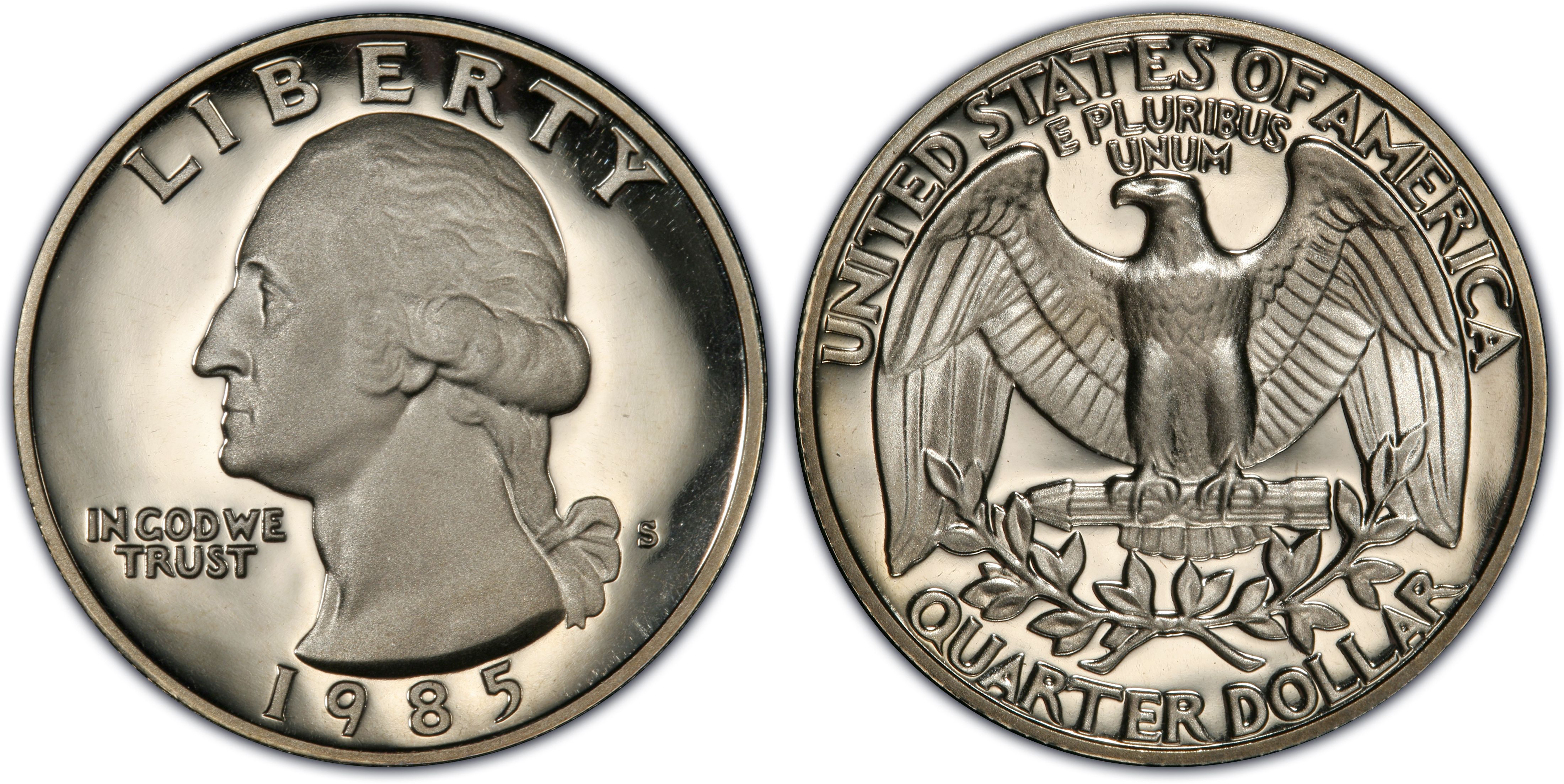 Deep Cameo Coin! 1985-S Proof Washington Quarter 