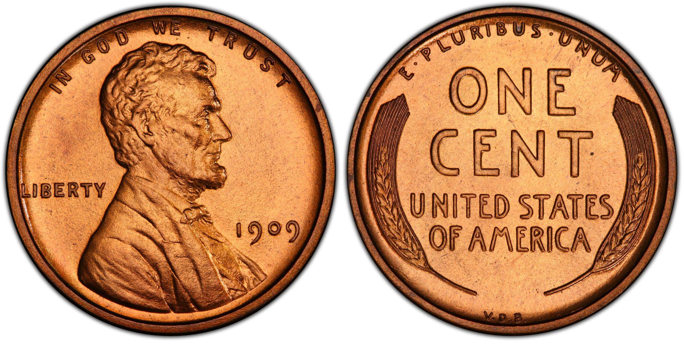 1909 VDB 1C RD Proof Lincoln Cent Wheat Reverse PCGS CoinFacts