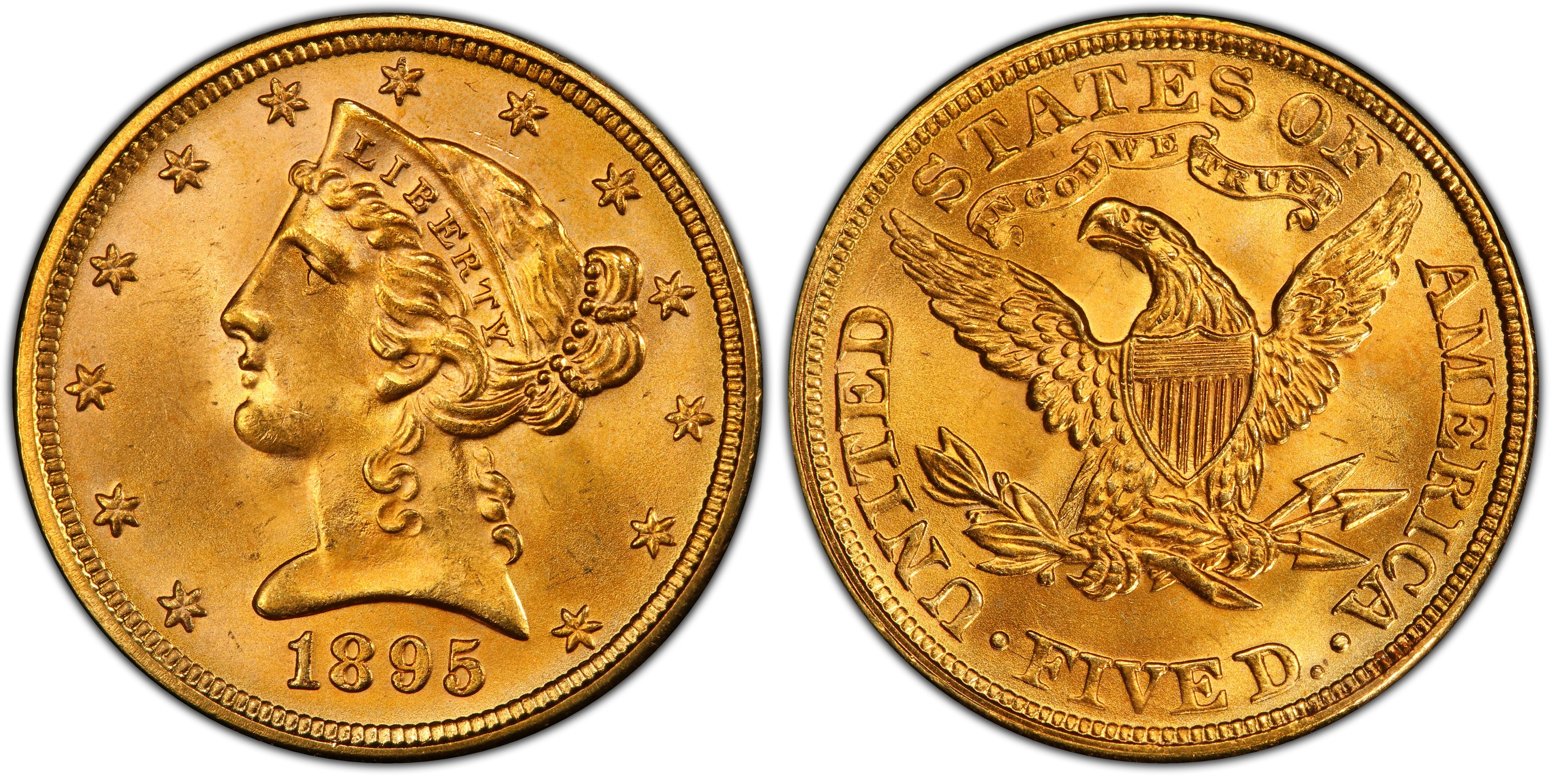 1895 $5 Liberty Gold Coin Half Eagle with 10k Earring Attachment in GF Bezel 