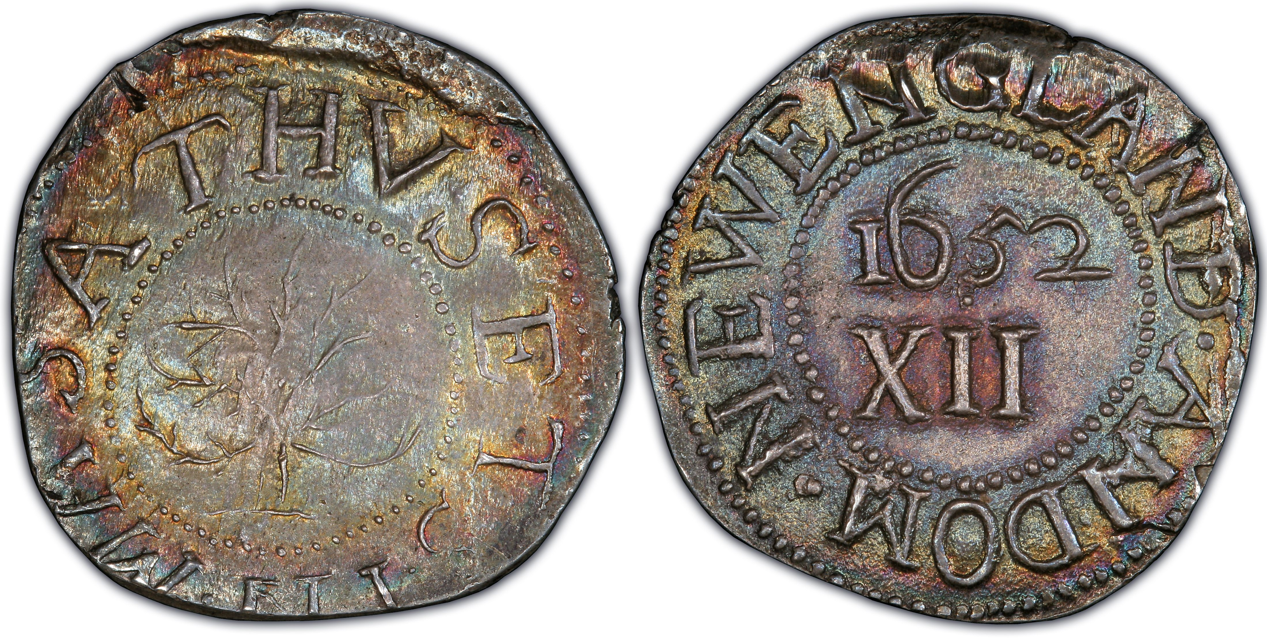 1652 Shilling Oak Tree (Regular Strike) Massachusetts Silver Coins ...