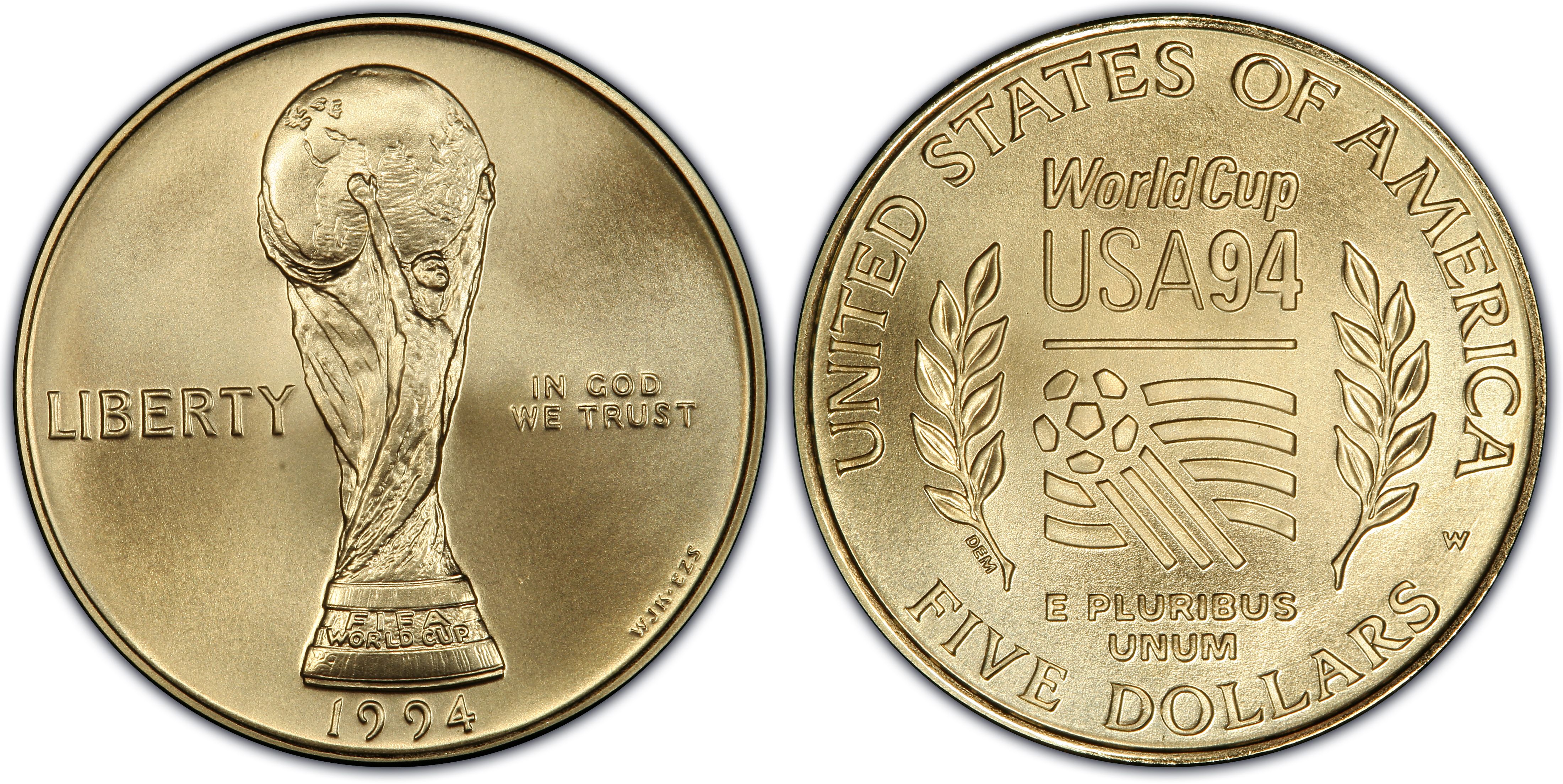 Coin in Capsule Details about   1994-W US Gold $5 World Cup Commemorative Proof 