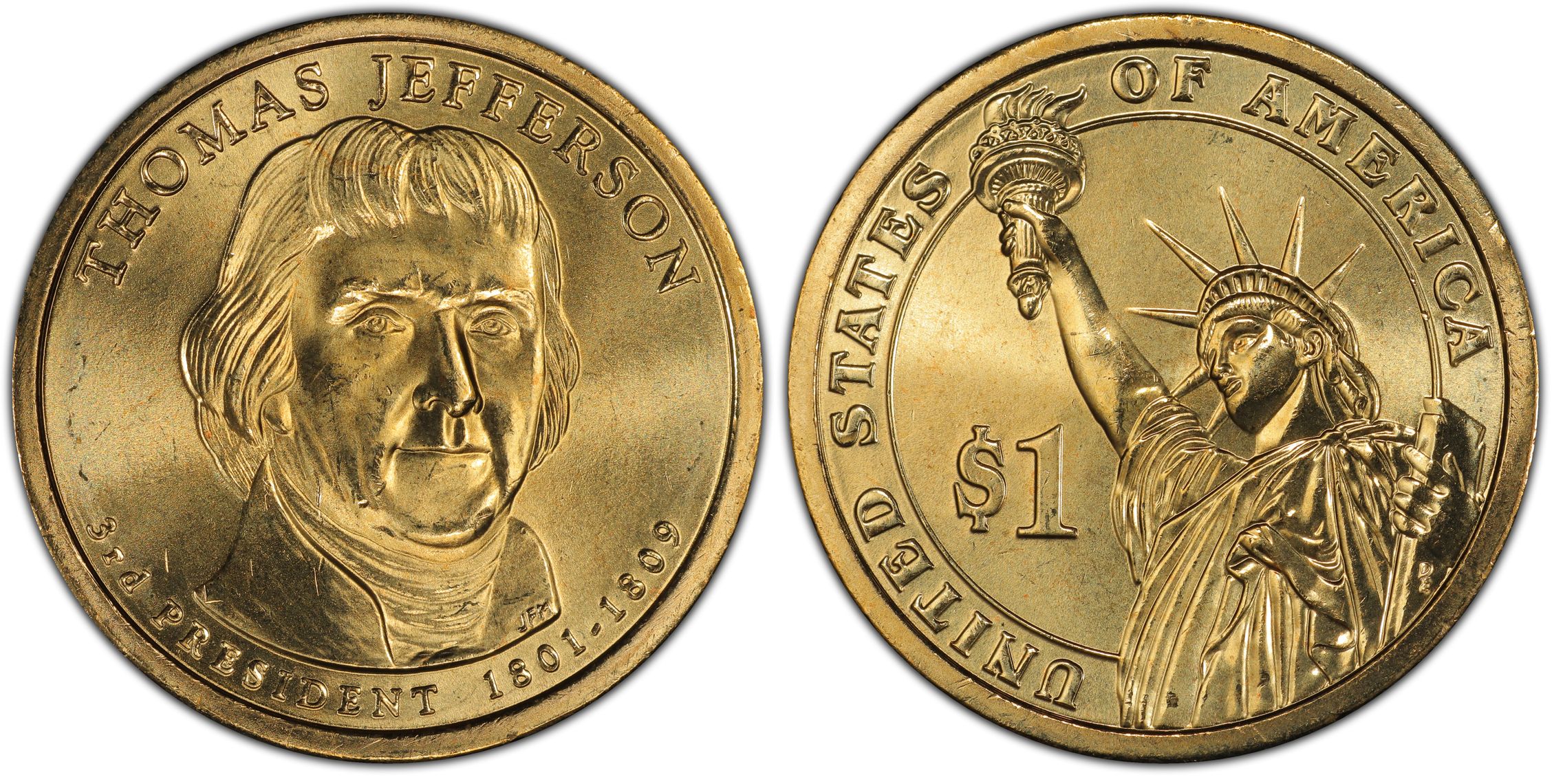 2007-D $1 Thomas Jefferson Position B (Regular Strike) Presidential ...