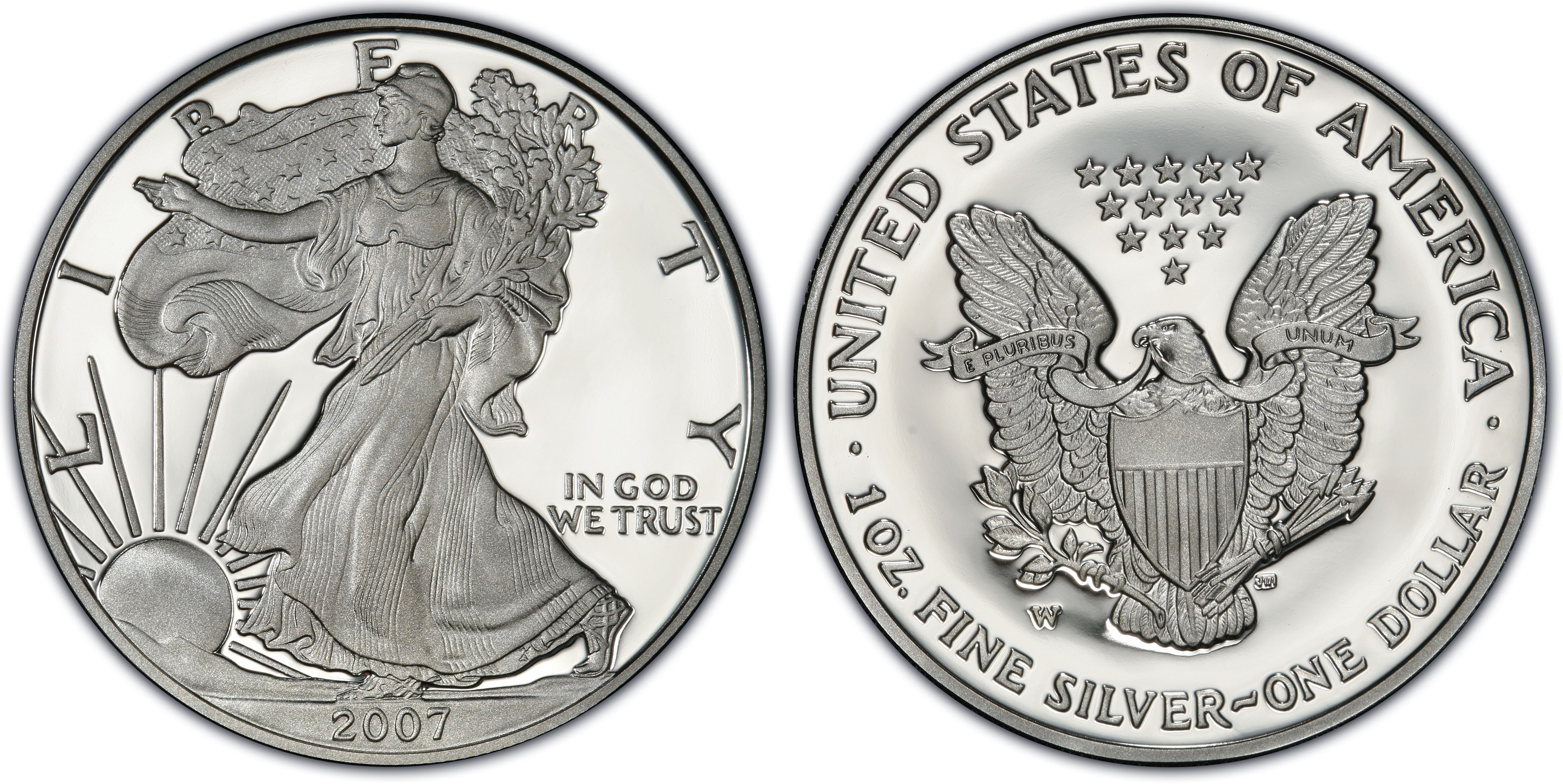 Details about   2007 W $1 Proof American Silver Eagle 1oz PCGS PR70DCAM Leonard Buckley 