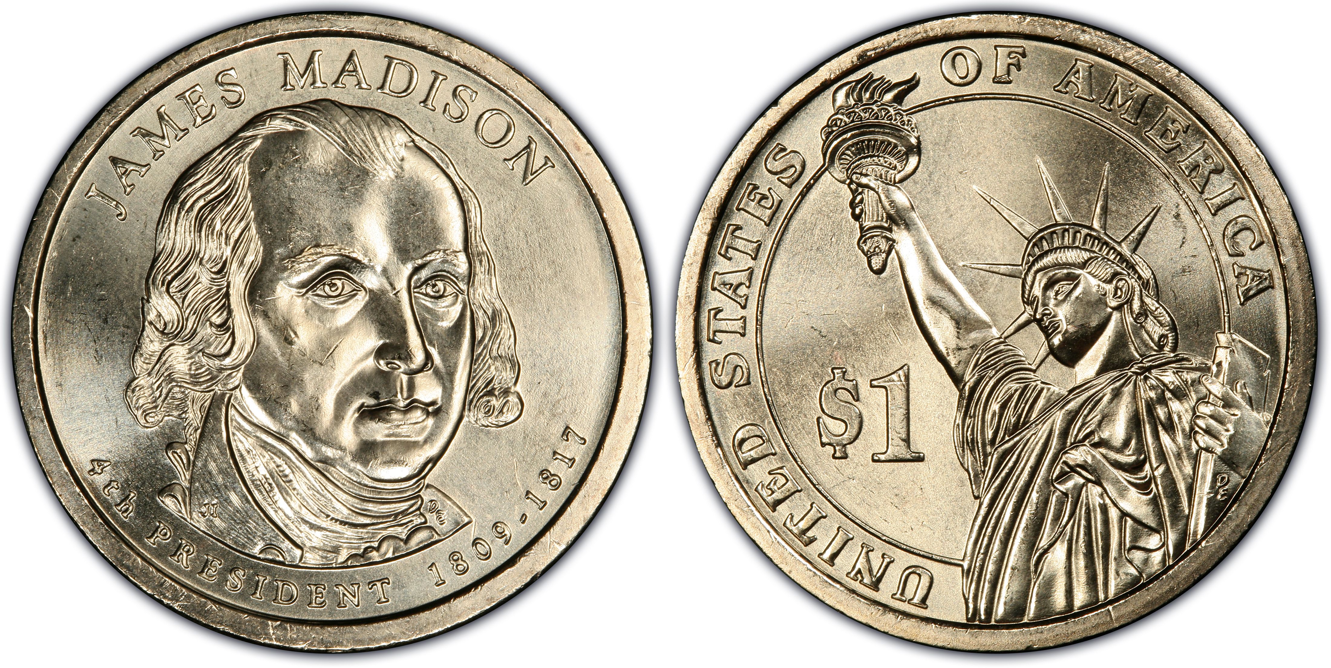2007-D James Madison Presidential Dollar Coin $1 Roll $25 FV  BU UNC MS 