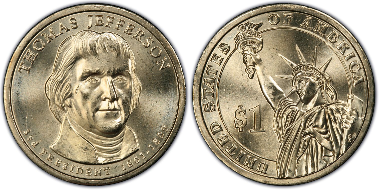 2007-D $1 Thomas Jefferson Position A (Regular Strike) Presidential Dollars - PCGS CoinFacts
