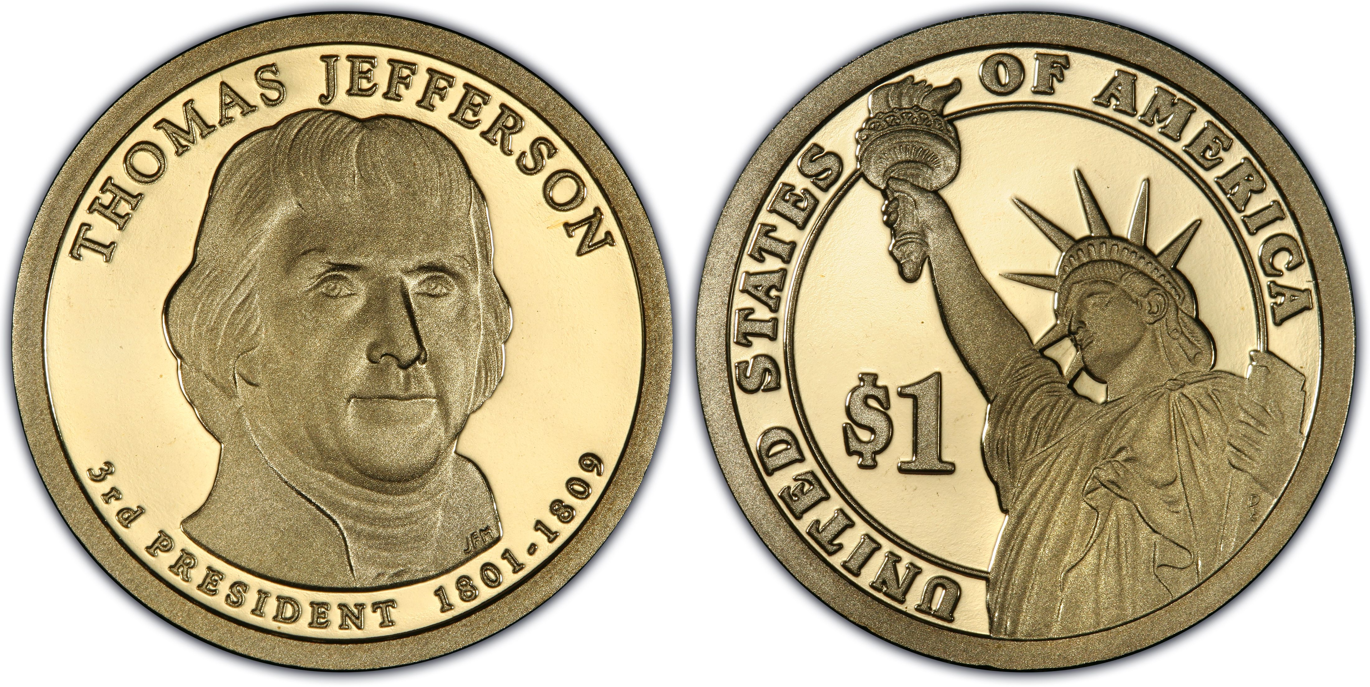 Details about   2007-S Thomas Jefferson Presidential Dollar Proof Cameo Free Shipping 