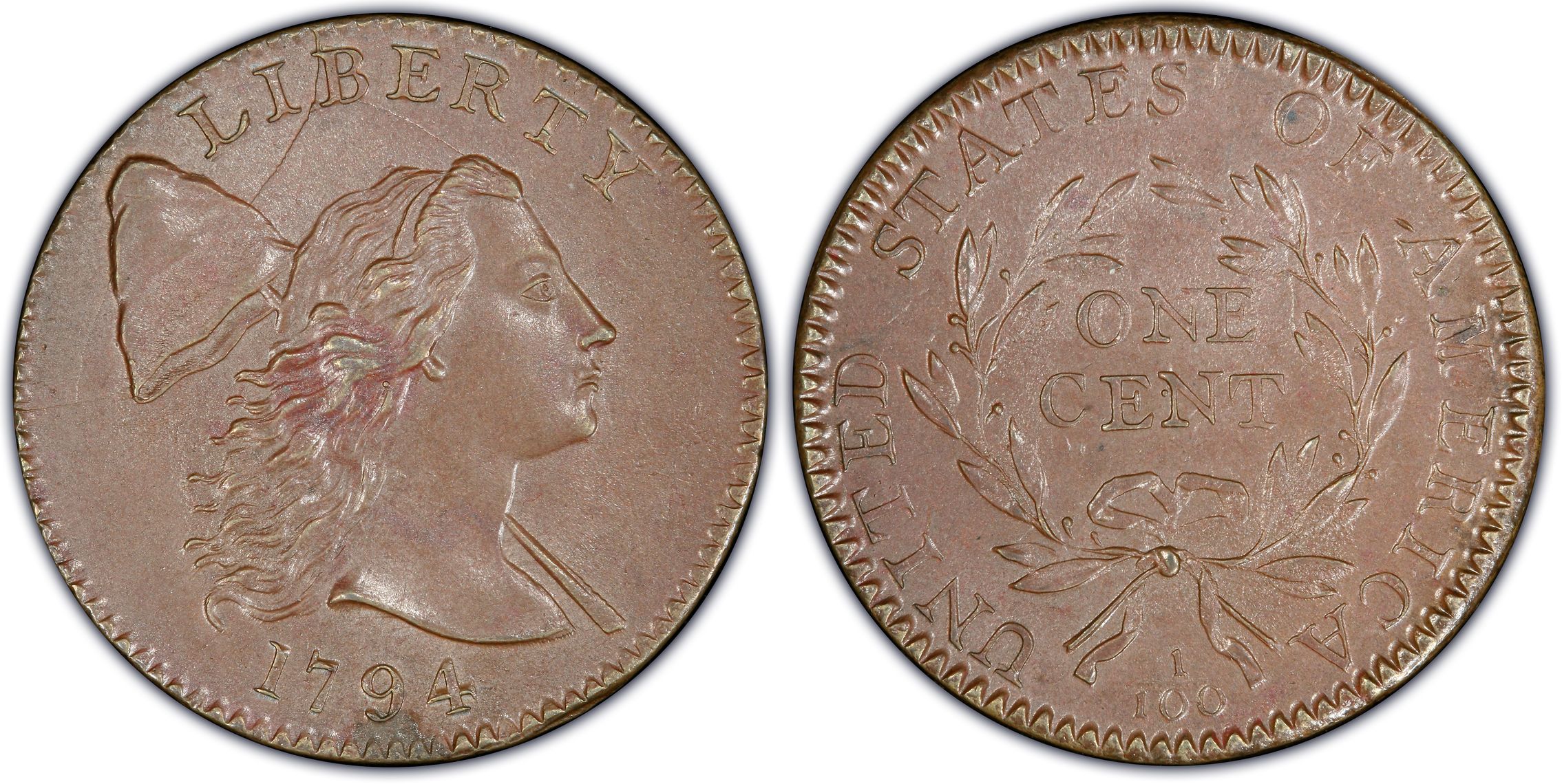 1794 1C Head of 1794 S-21 Flat Pole, BN (Regular Strike) Flowing Hair ...