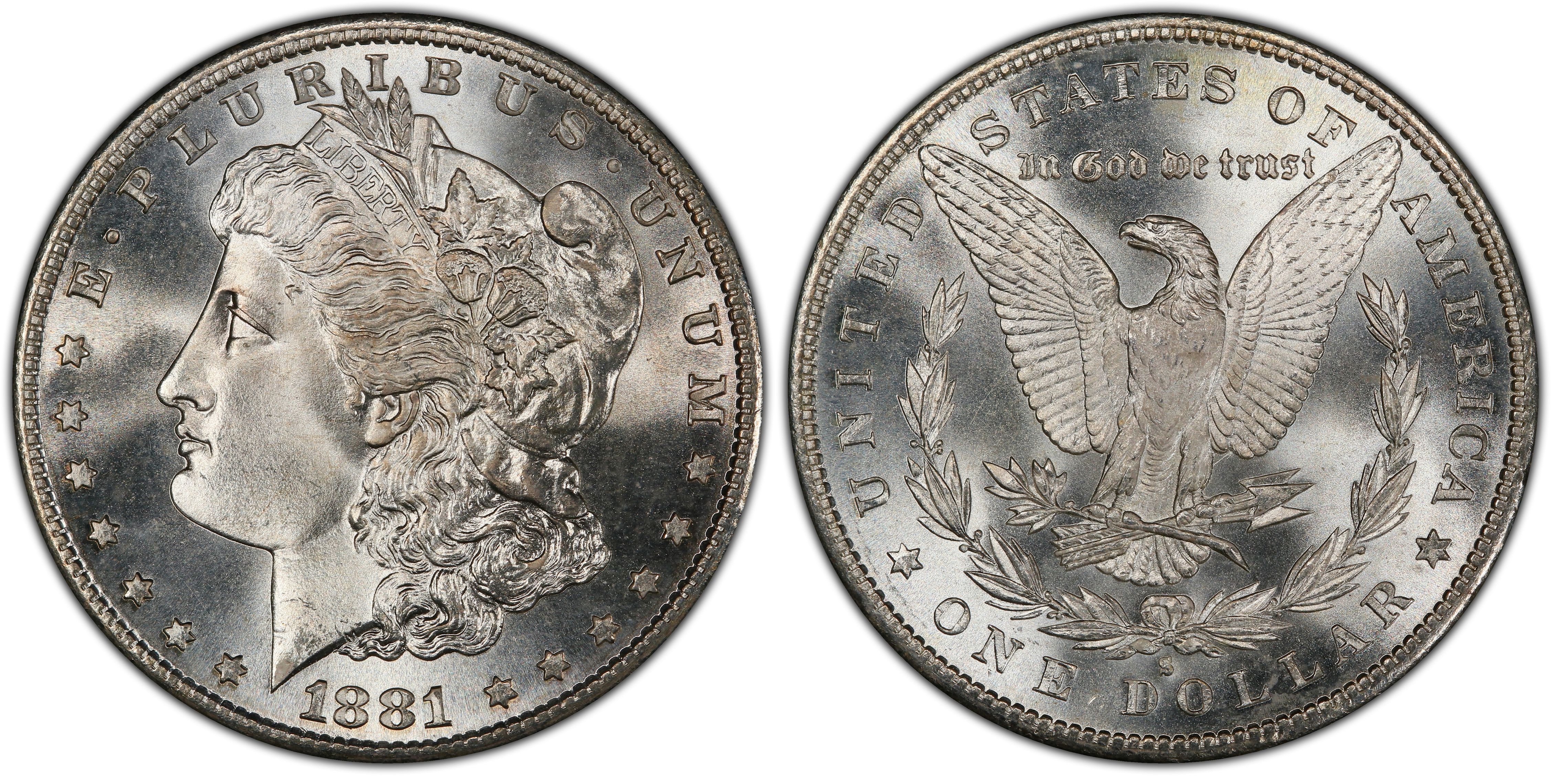 PCGS MS63 1881-S US Morgan Silver Dollar $1 