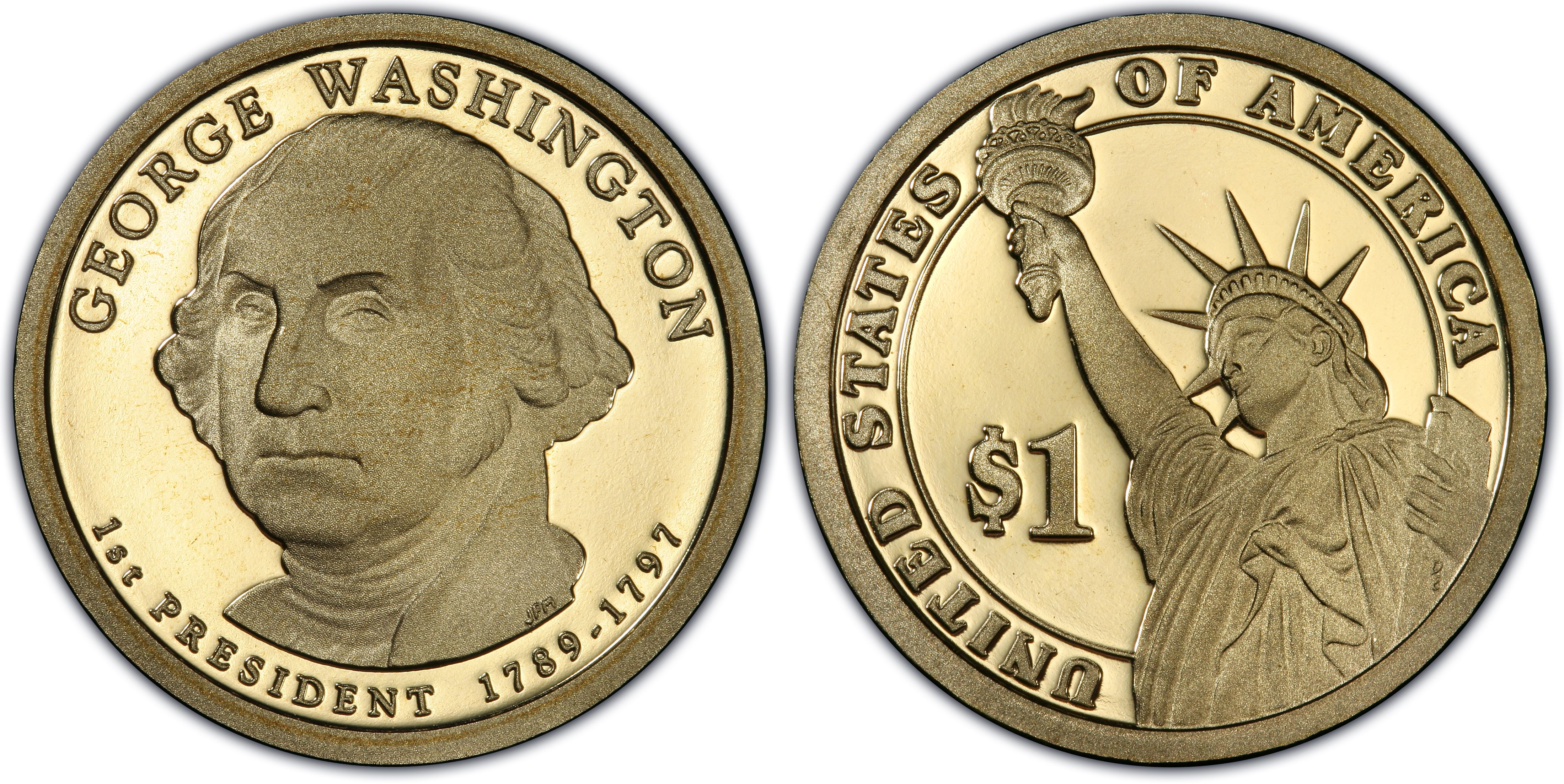 25 2007 GEORGE WASHINGTON GEM PROOF DCAM PRESIDENTIAL GOLDEN DOLLAR $1 ROLL 