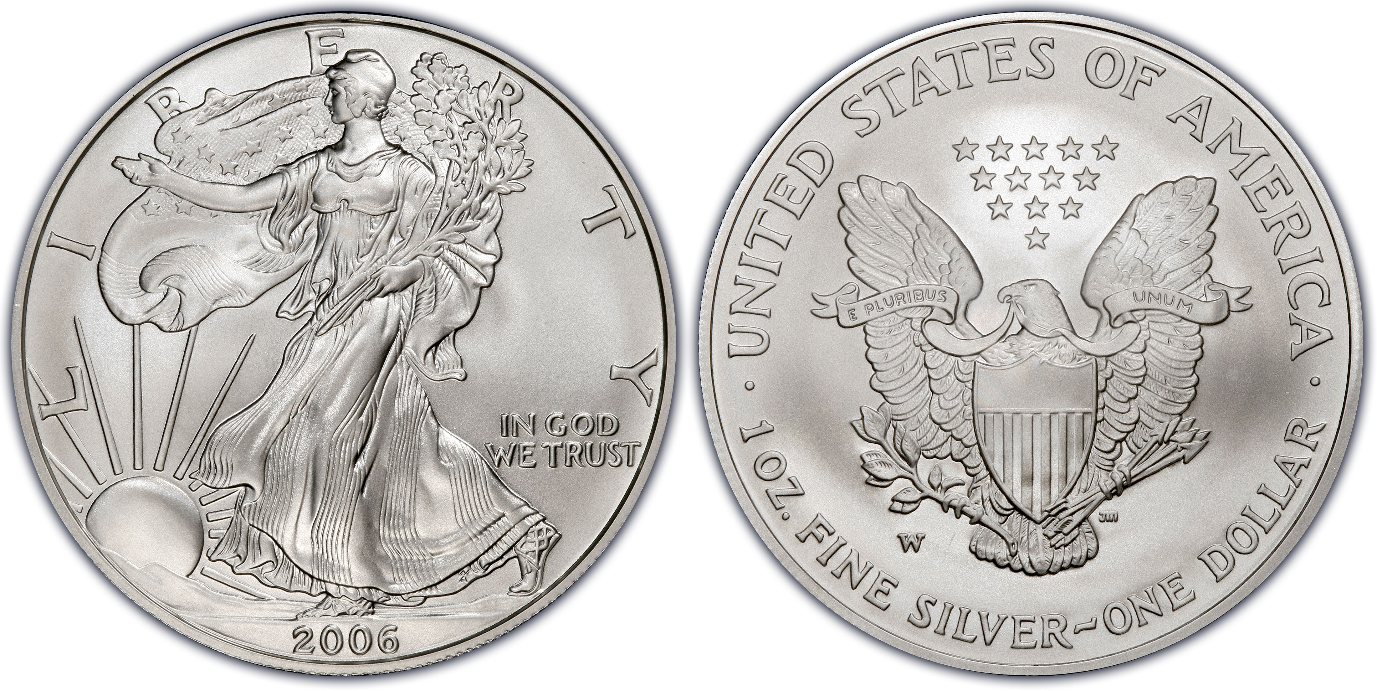 2006-W $1 Burnished Silver Eagle 20th Anniversary First Strike (Special