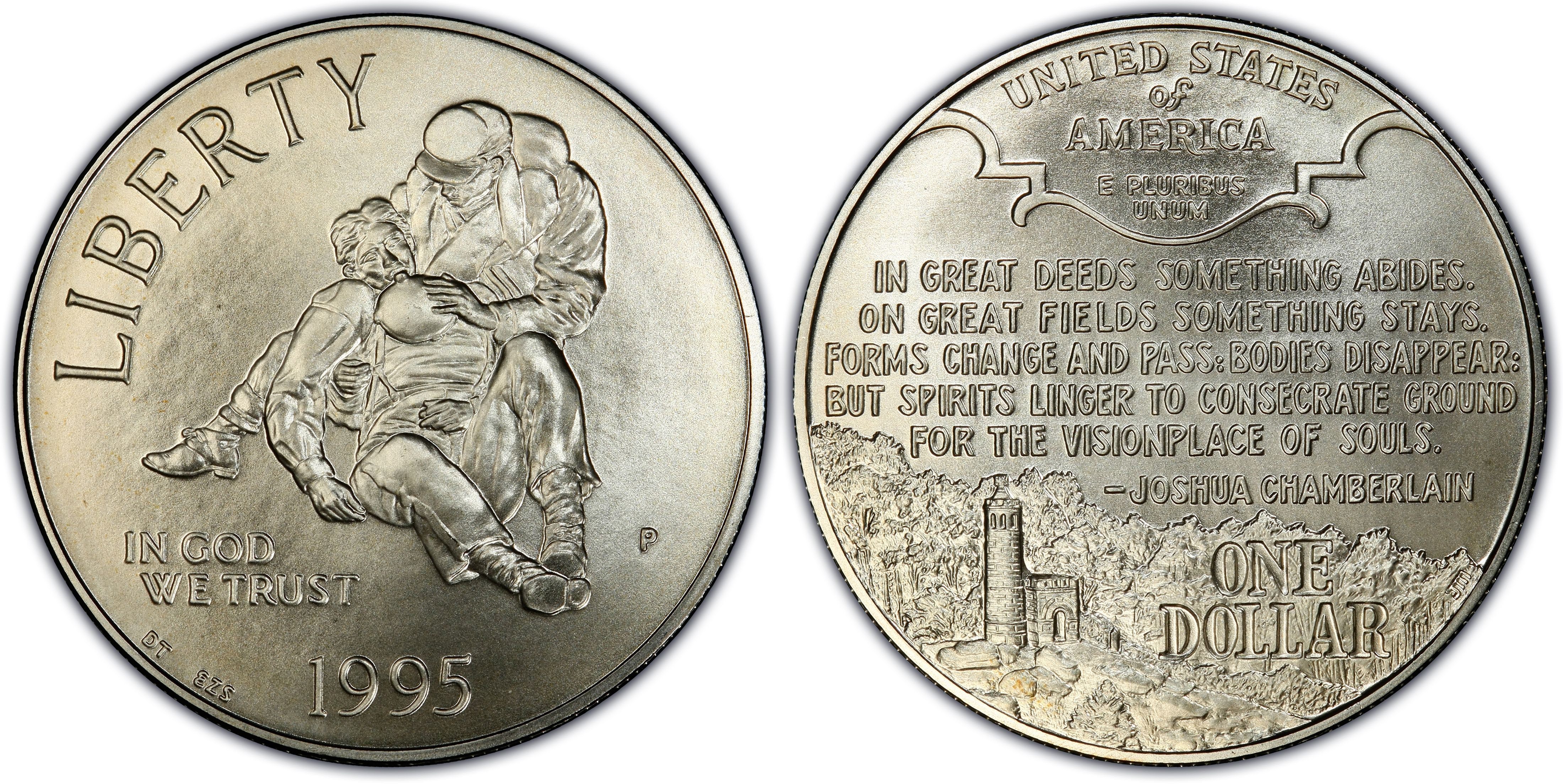 1995-P $1 Civil War Battlefield Preservation Commemorative Silver Dollar BU