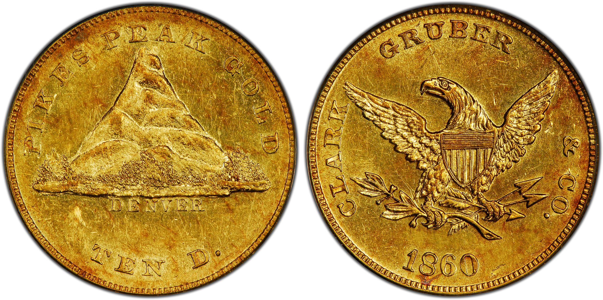 1860 10 Clark Gruber And Co Regular Strike Colorado Gold Pcgs