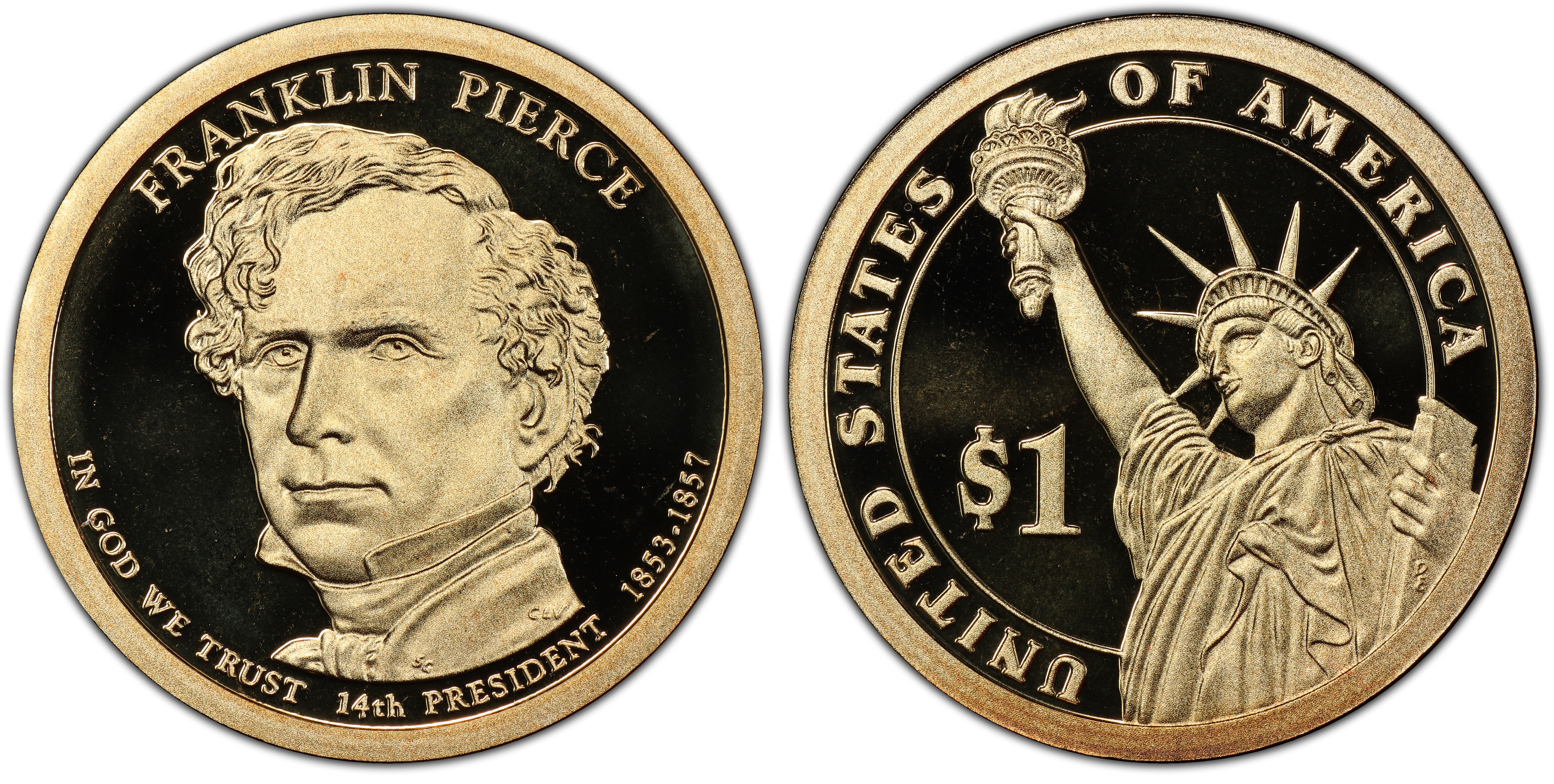 2010 S 1 Franklin Pierce DCAM Proof Presidential Dollars