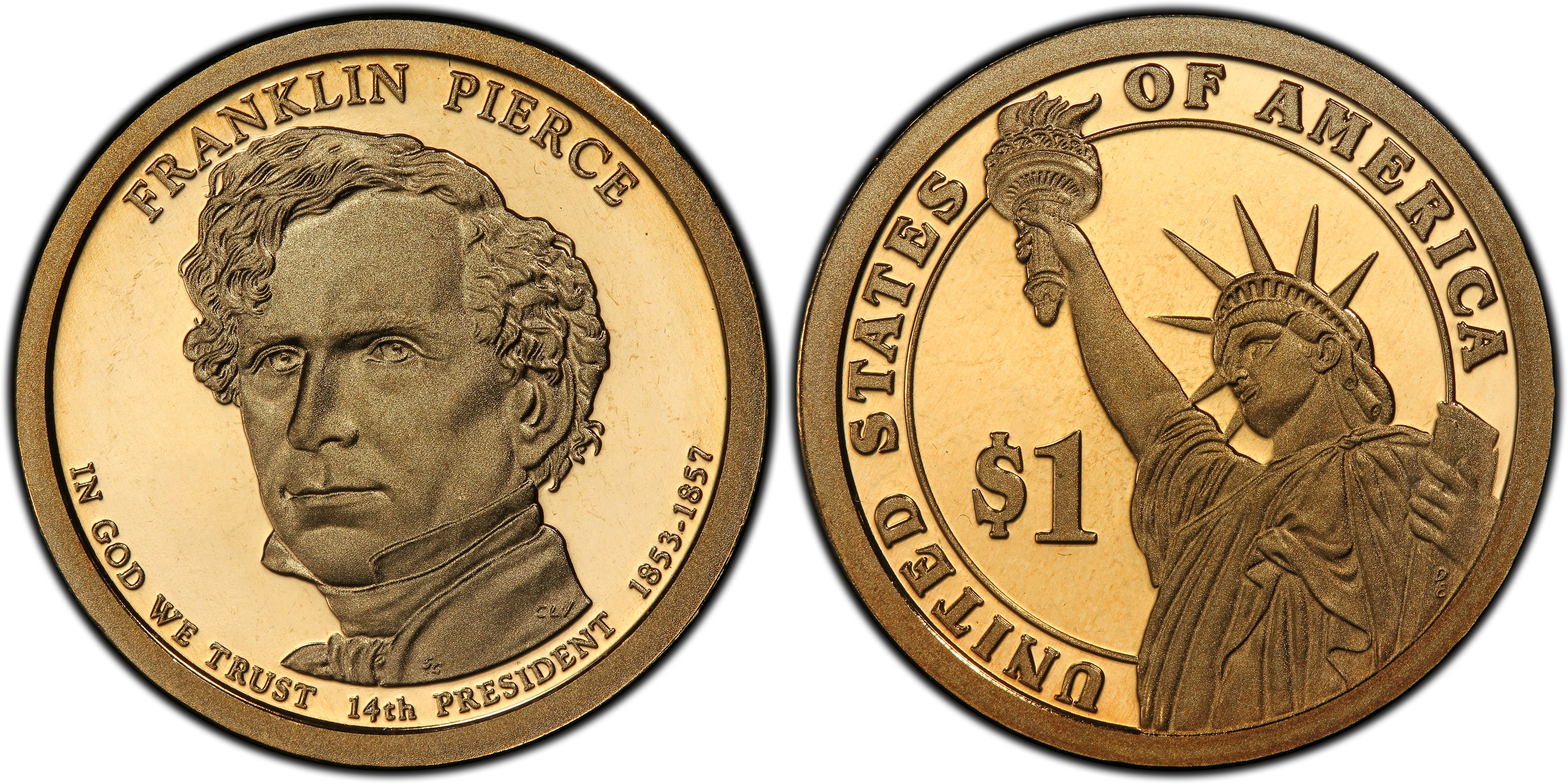 Details about   NGC 14th President Franklin Pierce 2010 S $1 PF 69 Ultra Cameo 