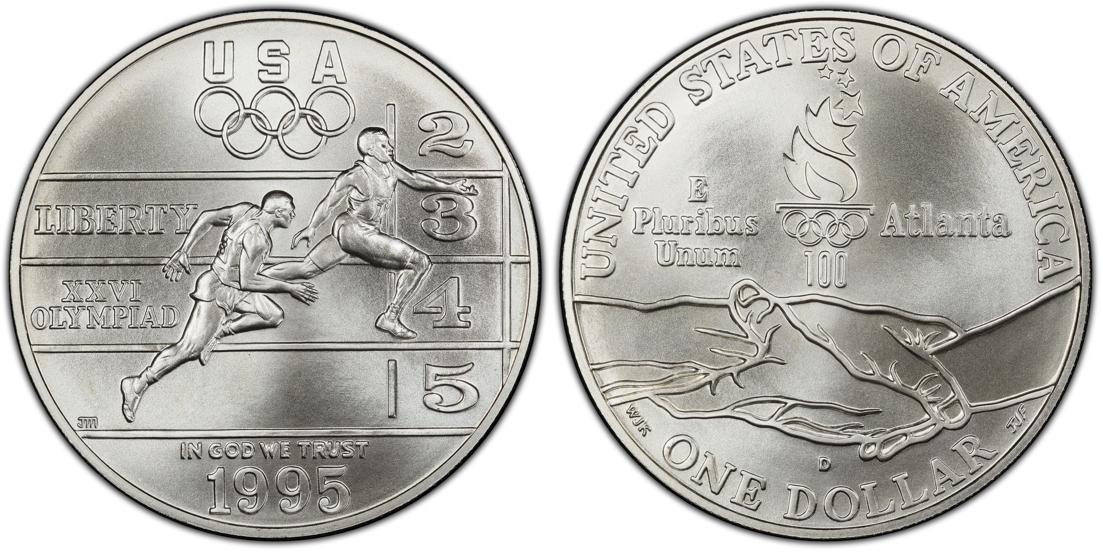 1995-D $1 Track & Field (Regular Strike) Modern Silver and Clad