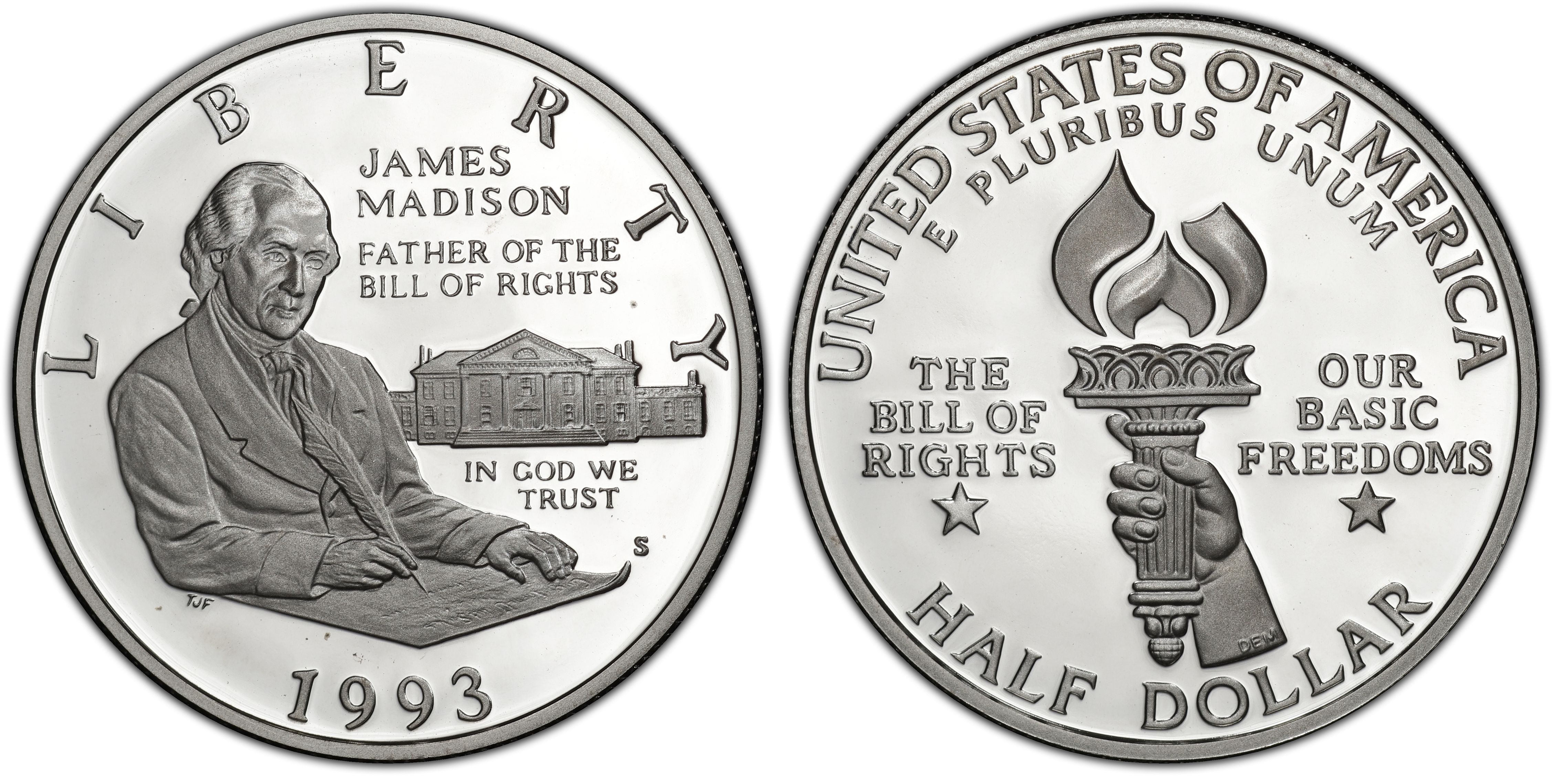 1993-S 50c Bill of Rights Modern Commemorative Silver Half Dollar Proof 