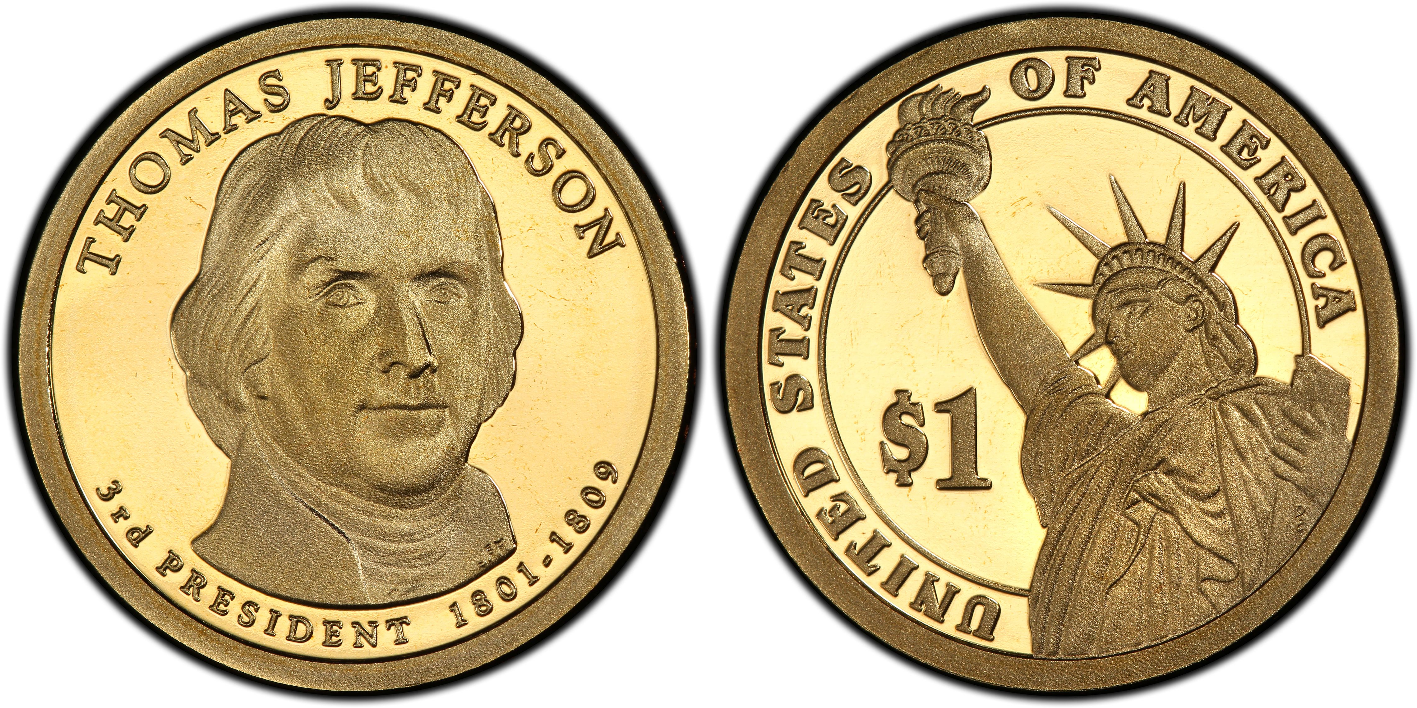 PCGS PR 69 DCAM 2007-S Thomas Jefferson Presidential Dollar Proof